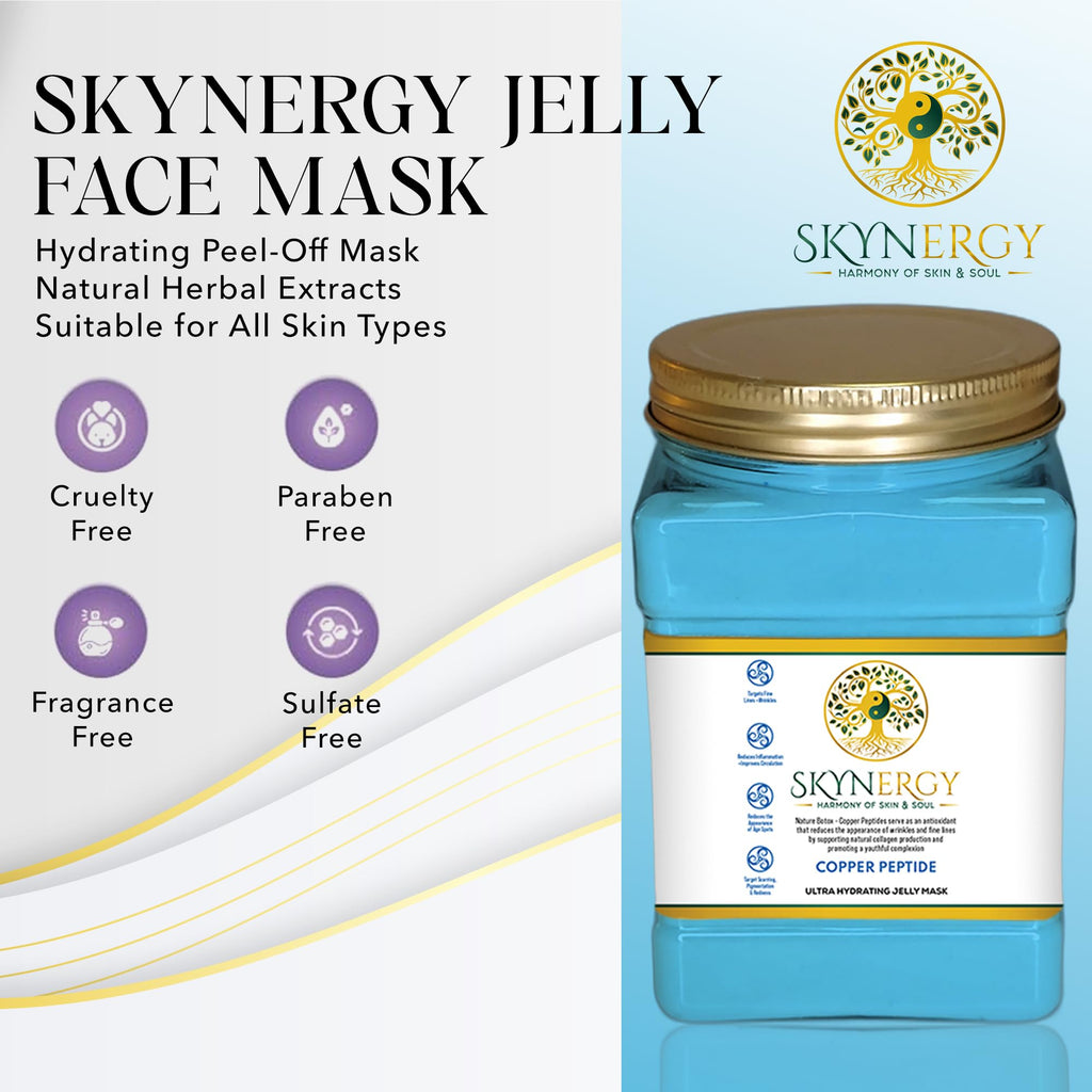 SKYNERGY Copper Peptide Jelly Mask – Professional Hydro Glo Peel Off, Hydration & Radiant Glow, 12 Applications (30 fl oz)