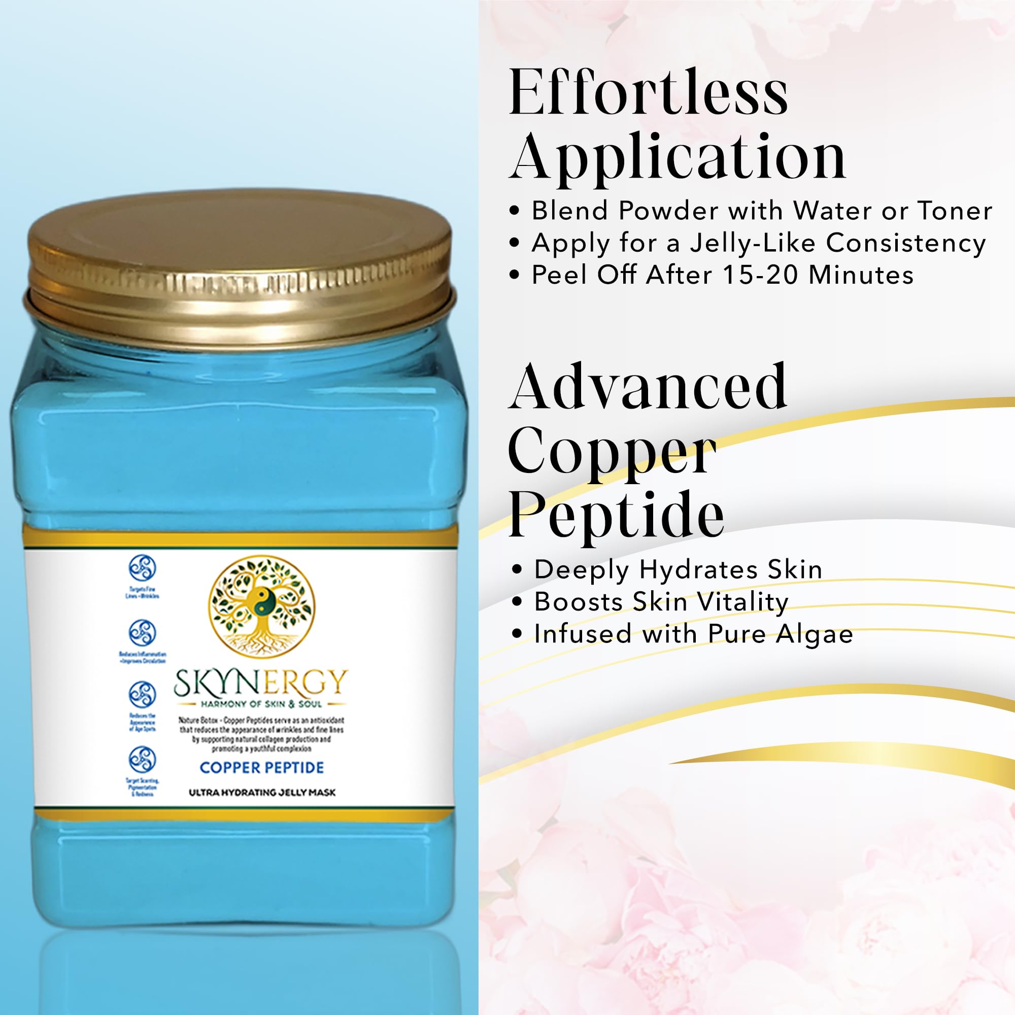 SKYNERGY Copper Peptide Jelly Mask – Professional Hydro Glo Peel Off, Hydration & Radiant Glow, 12 Applications (30 fl oz)