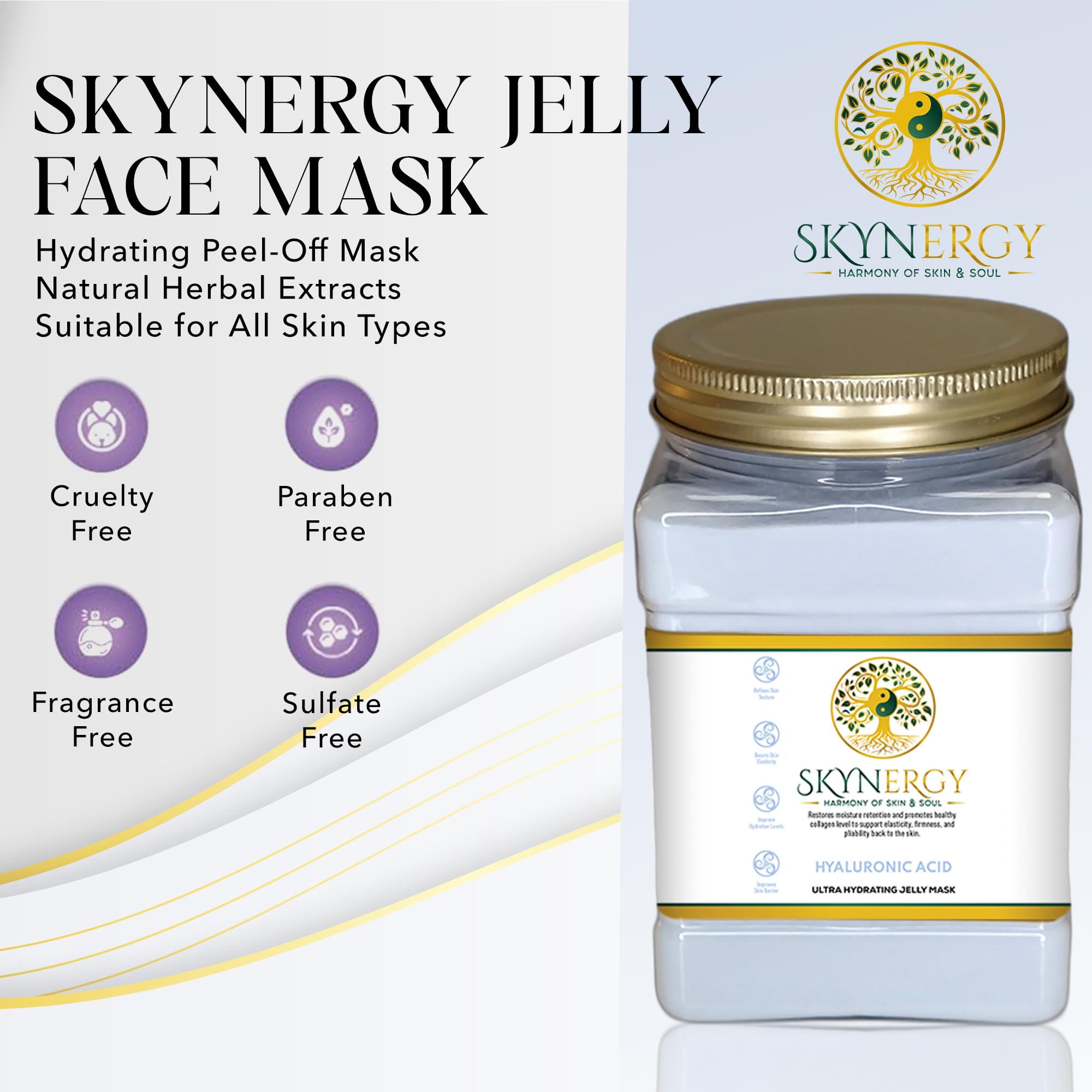 SKYNERGY Hyaluronic Acid Jelly Mask - Hydration, Glow & Soothing Peel-Off Mask (12 Applications)