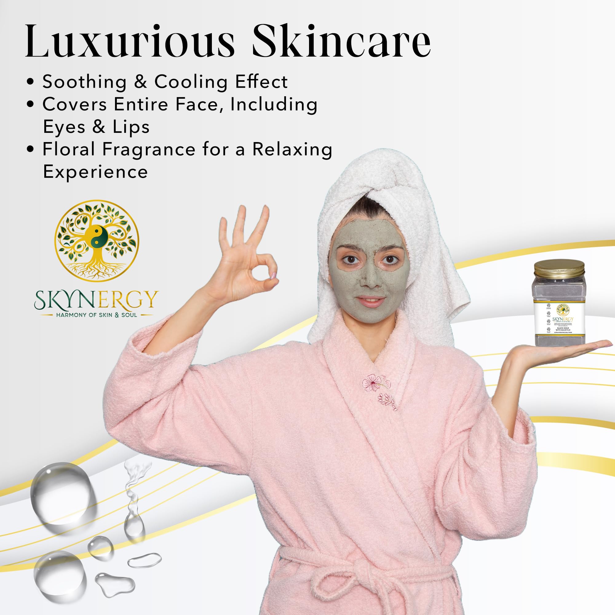 SKYNERGY Copper Peptide Jelly Mask – Professional Hydro Glo Peel Off, Hydration & Radiant Glow, 12 Applications (30 fl oz)