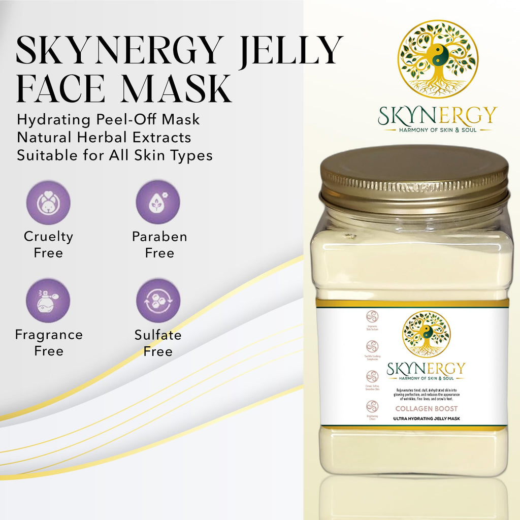 SKYNERGY Collagen Boost Hydro Glo Jelly Mask – Hydrating Peel-Off Face Mask for All Skin Types | 12 Applications