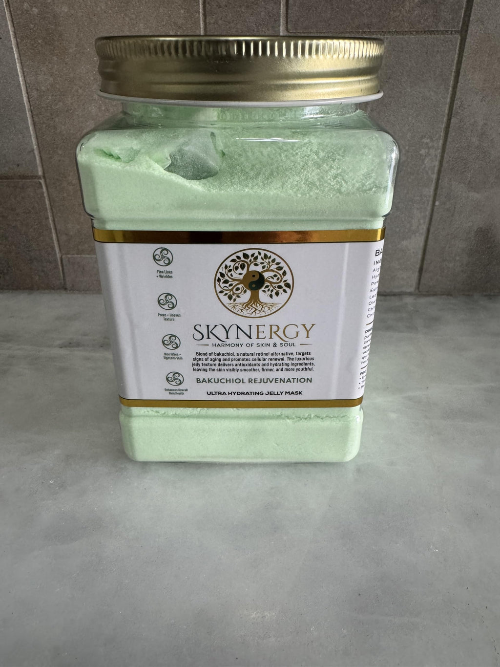 SKYNERGY Bakuchiol Rejuvenation Jelly Mask - HydroGlo Peel Off Face Mask | Radiance, Fine Lines & Pigmentation | Vajafacial Jelly Mask | 12 Applications (30 Fl Oz)