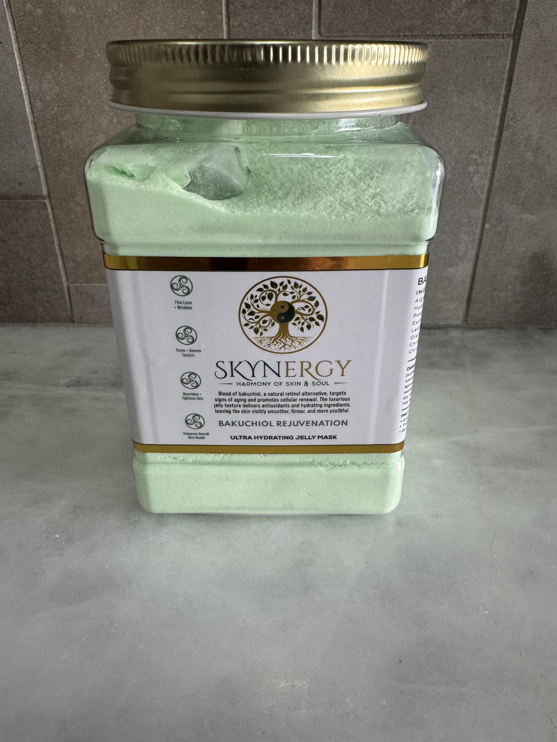SKYNERGY Bakuchiol Rejuvenation Jelly Mask - HydroGlo Peel Off Face Mask | Radiance, Fine Lines & Pigmentation | Vajafacial Jelly Mask | 12 Applications (30 Fl Oz)