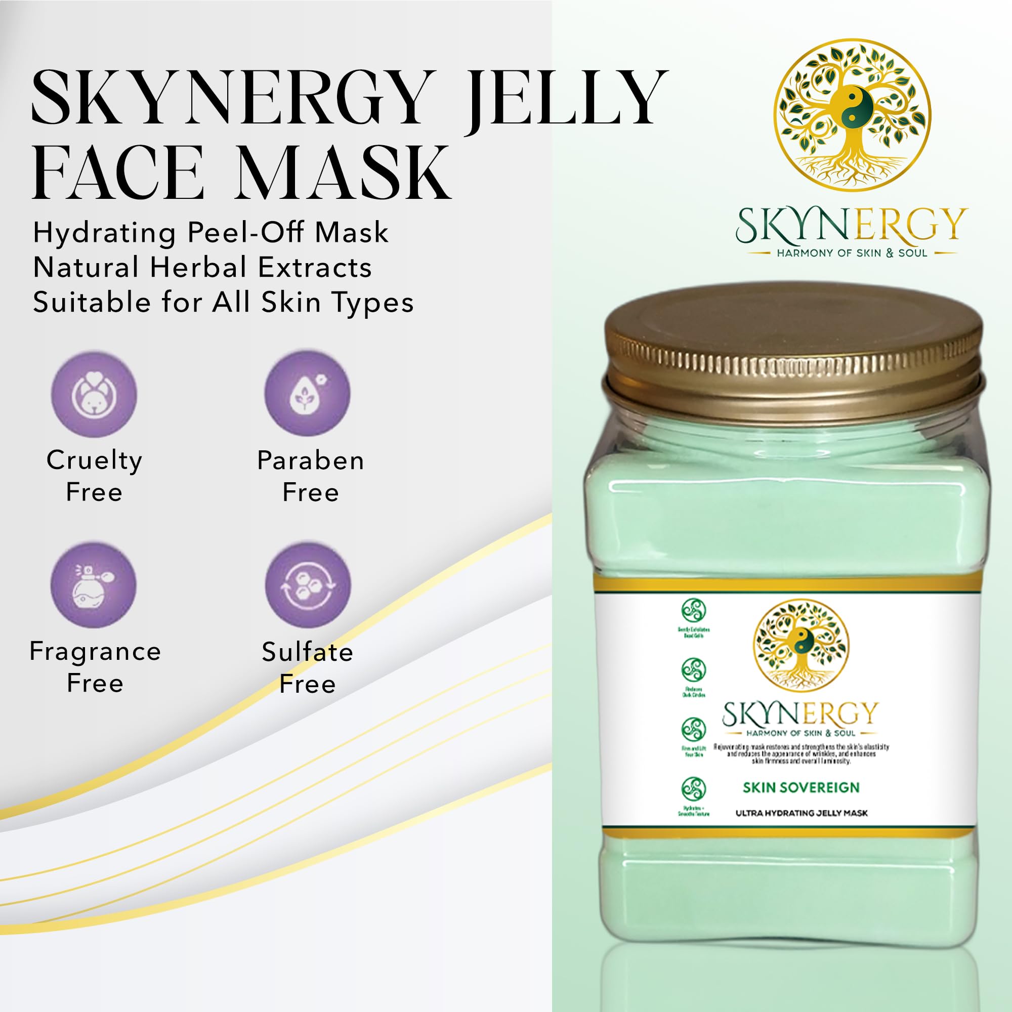 SKYNERGY Skin Sovereign Jelly Mask – Hydration & Glow | Spa-Grade Peel-Off, 12 Applications