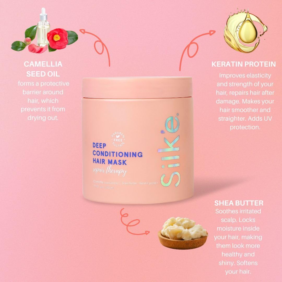 Sleek'e Silk'e Repair Therapy Deep Conditioning Hair Mask – Nourish, Repair Split Ends & Breakage (Vegan, Silicone & Sulfate-Free, 530ml)