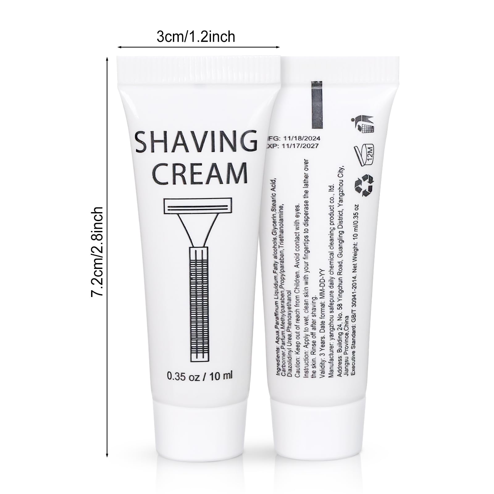 SLequipo 150-Pack Shaving Cream Tubes – Travel-Size, Individually Wrapped, Bulk Hotel Amenities