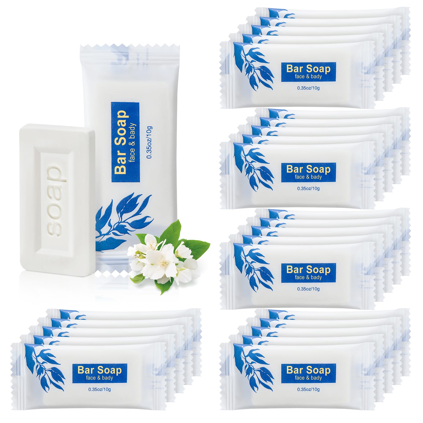 SLequipo Mini Soap Bars Bulk – 200 Individually Wrapped 0.35 oz Travel Soaps for Hotels, Camp & RV