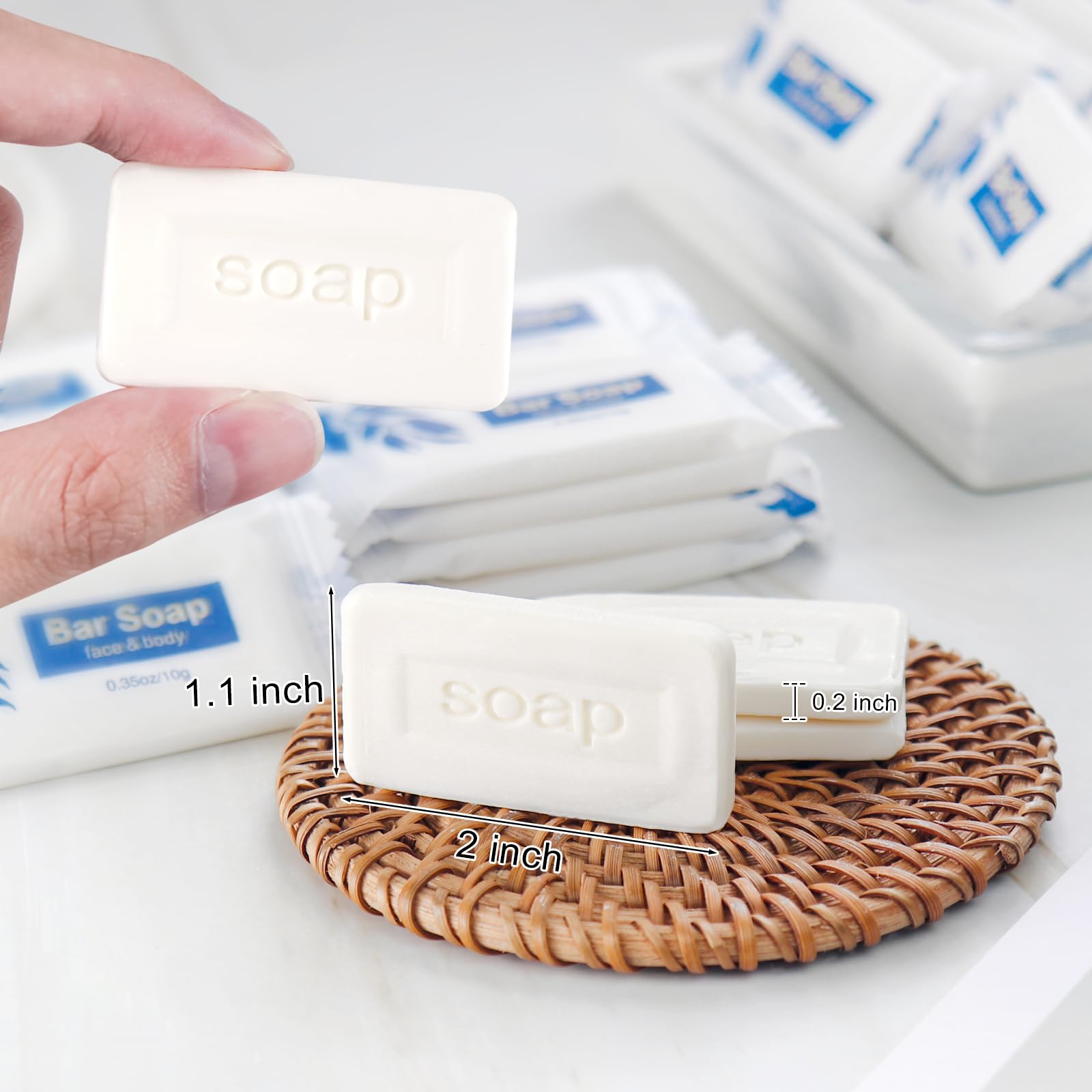 SLequipo Mini Soap Bars Bulk – 200 Individually Wrapped 0.35 oz Travel Soaps for Hotels, Camp & RV