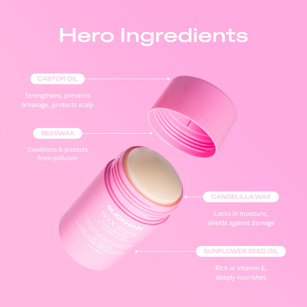 Slick Hair Company Hair Wax Stick | Extra Strong Hold for Flyaways & Edges | 1.7 oz