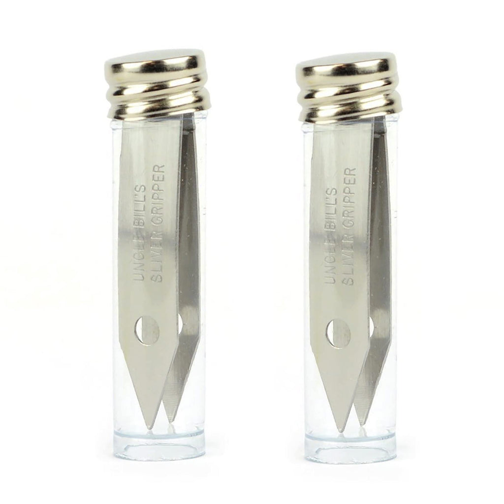 2 Pack Uncle Bill's Sliver Gripper Tweezers – USA-Made, Precision Ground Points