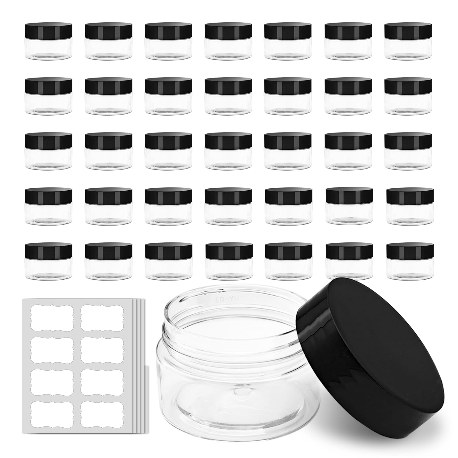 Slomg 36-Pack 1oz Jars with Lids & Labels – Small Clear Travel Cosmetic Containers