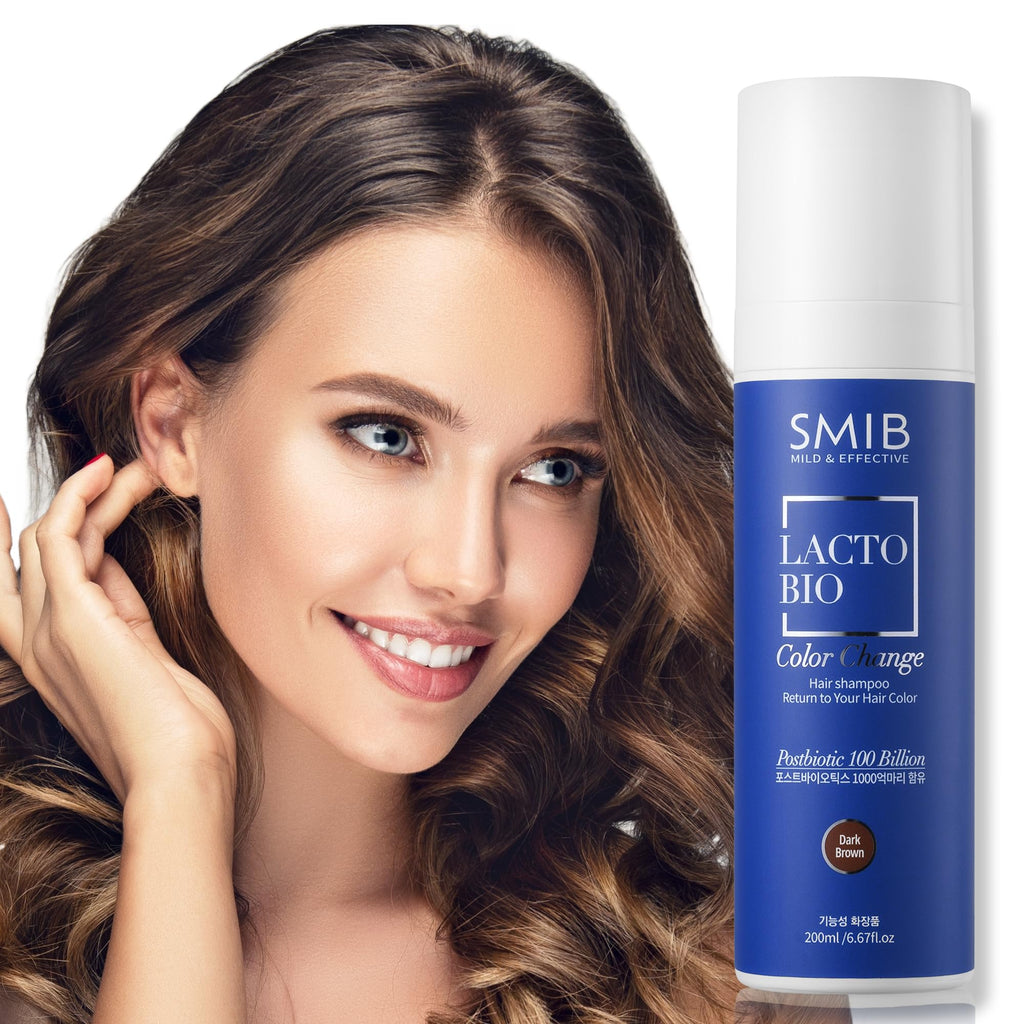 SMIB Lactobio Hair Dye Shampoo | Probiotic Gray Reduction in 3-5 Minutes | Dark Brown, 6.76 fl oz