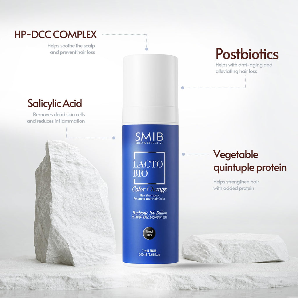 SMIB Lactobio Hair Dye Shampoo | Gentle Korean Formula for Daily Use | Gradual Gray Reduction with Probiotics