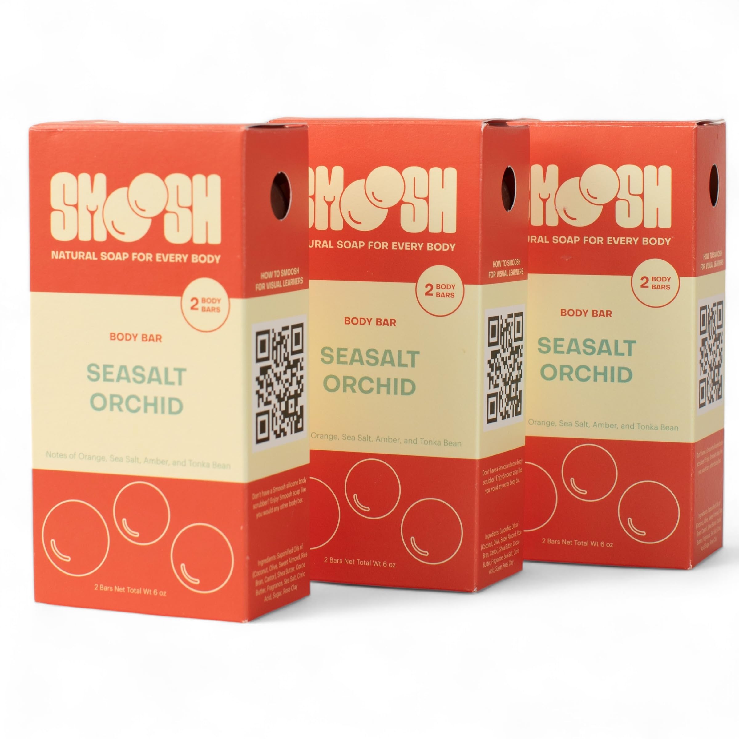 Smoosh Seasalt Orchid Bar Soap 6-Pack – Natural, Fragrance-Free, Cold-Process for All Skin Types