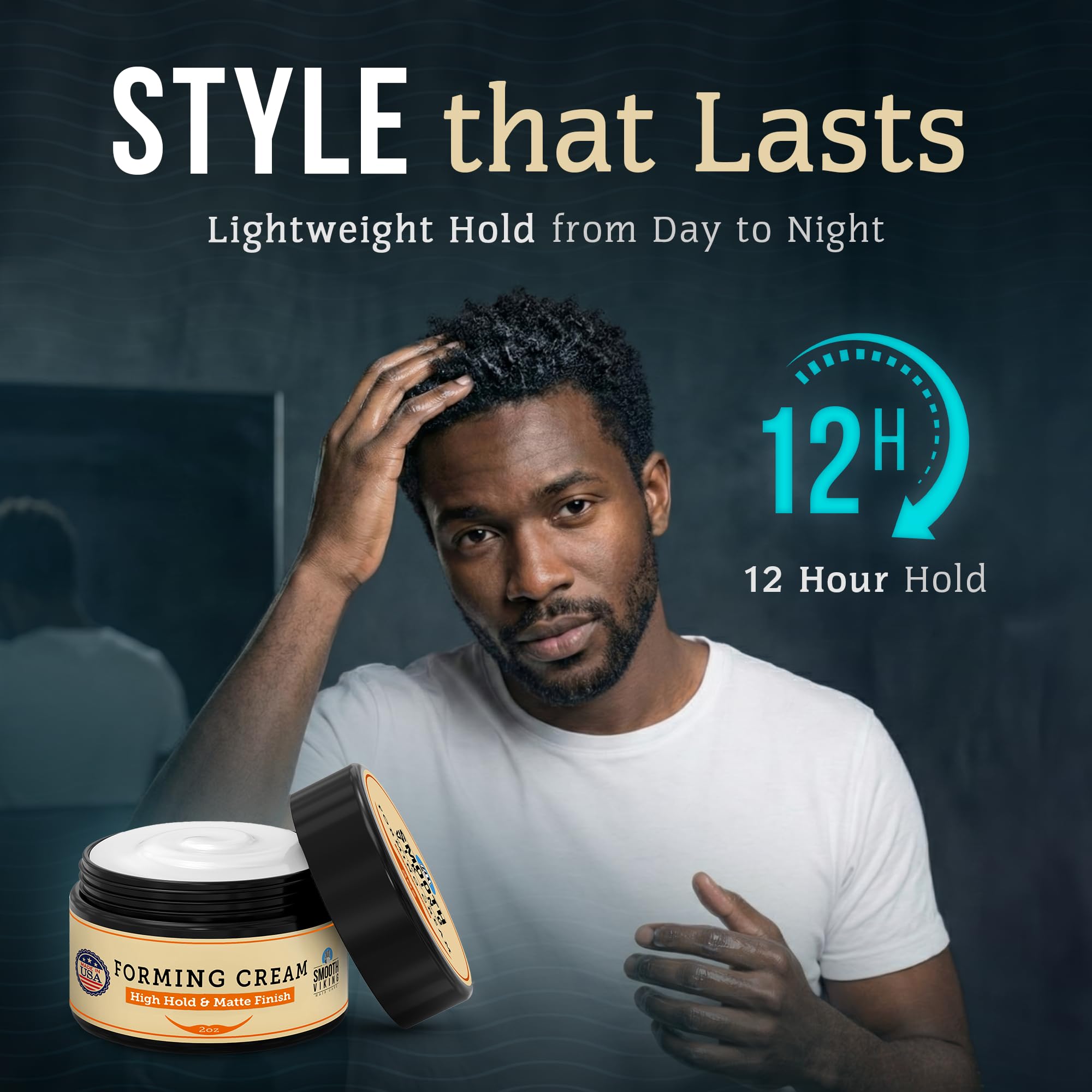 Smooth Viking Forming Cream - High Hold Hair Cream for Men | Matte Finish, Made in USA, 2oz