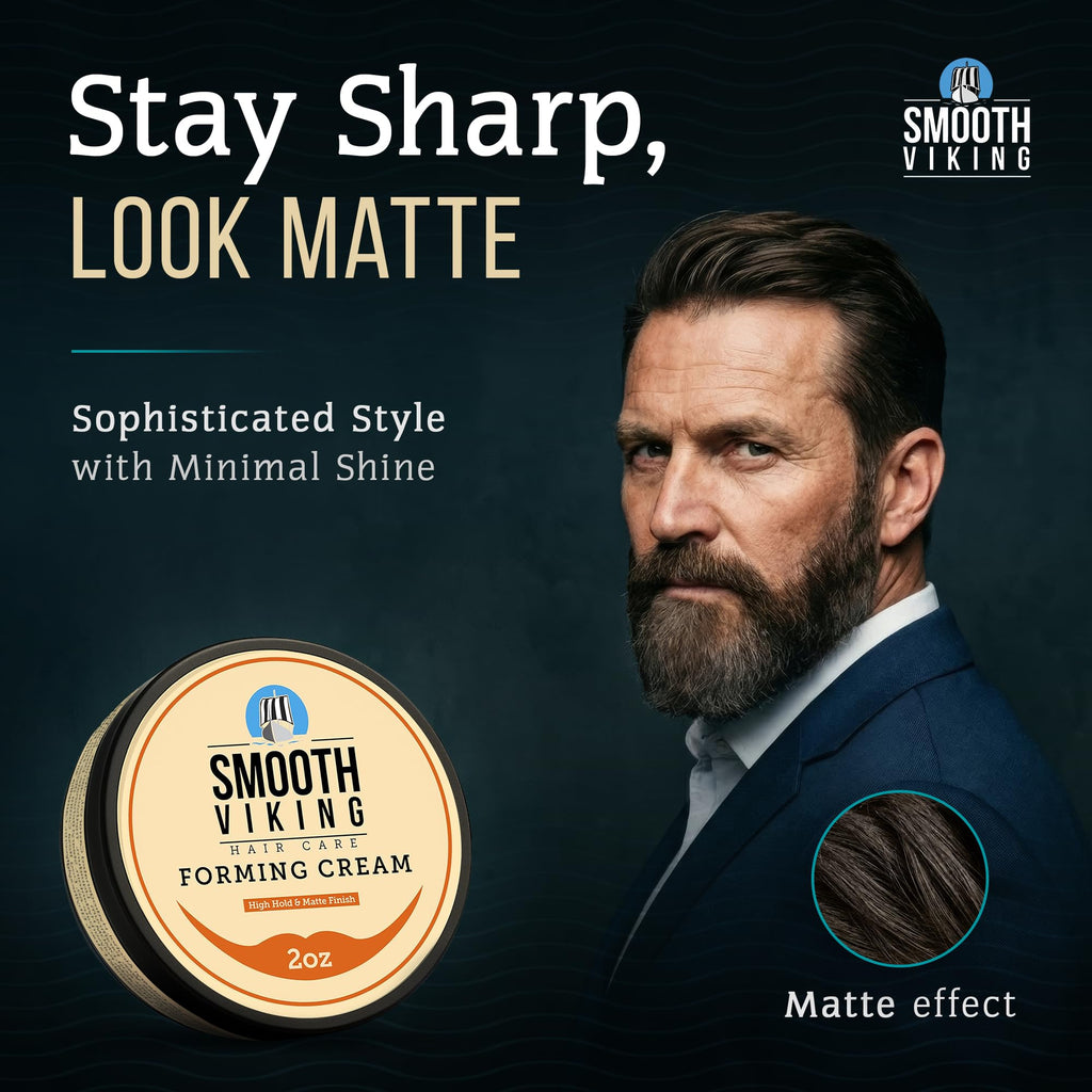 Smooth Viking Forming Cream - High Hold Hair Cream for Men | Matte Finish, Made in USA, 2oz