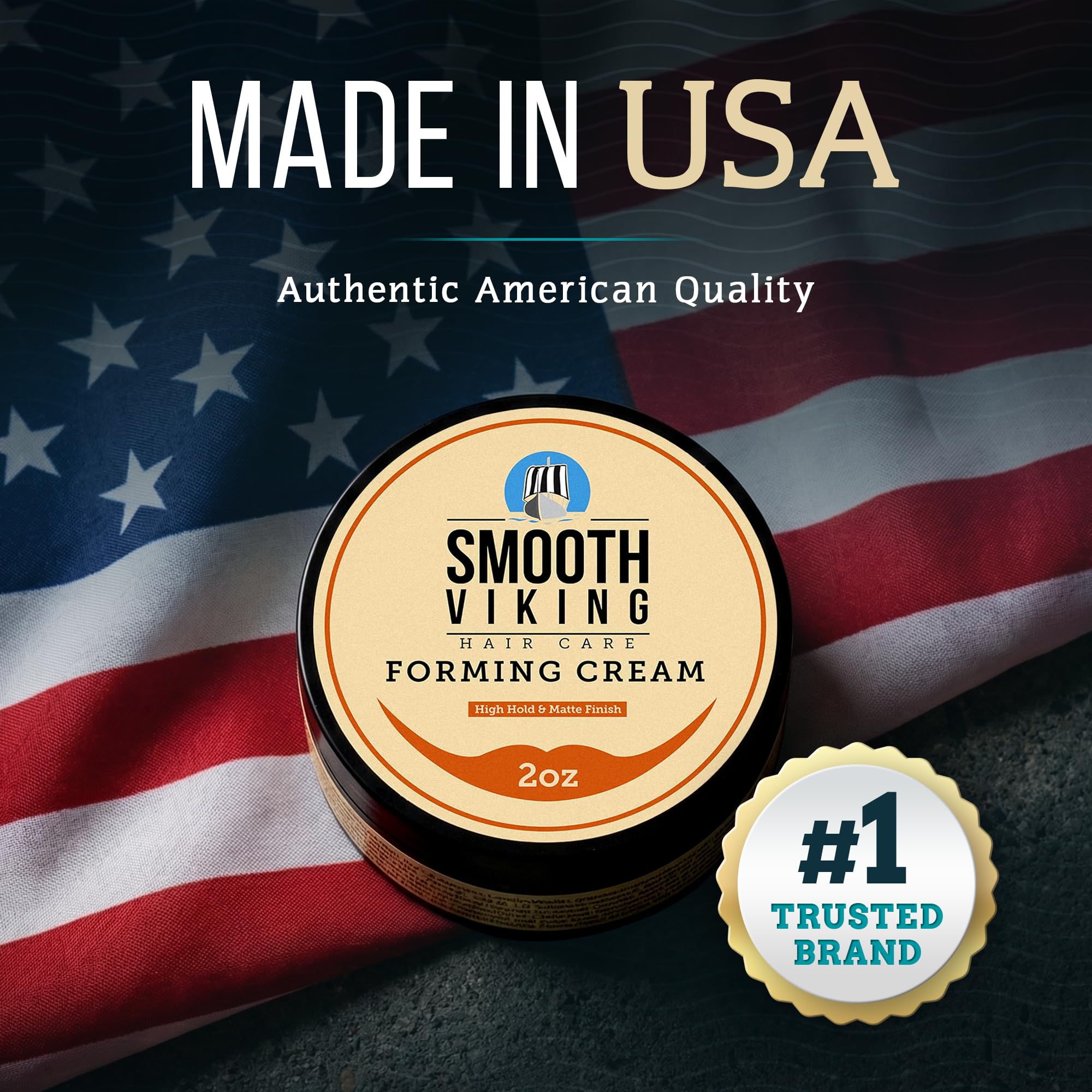 Smooth Viking Forming Cream - High Hold Hair Cream for Men | Matte Finish, Made in USA, 2oz