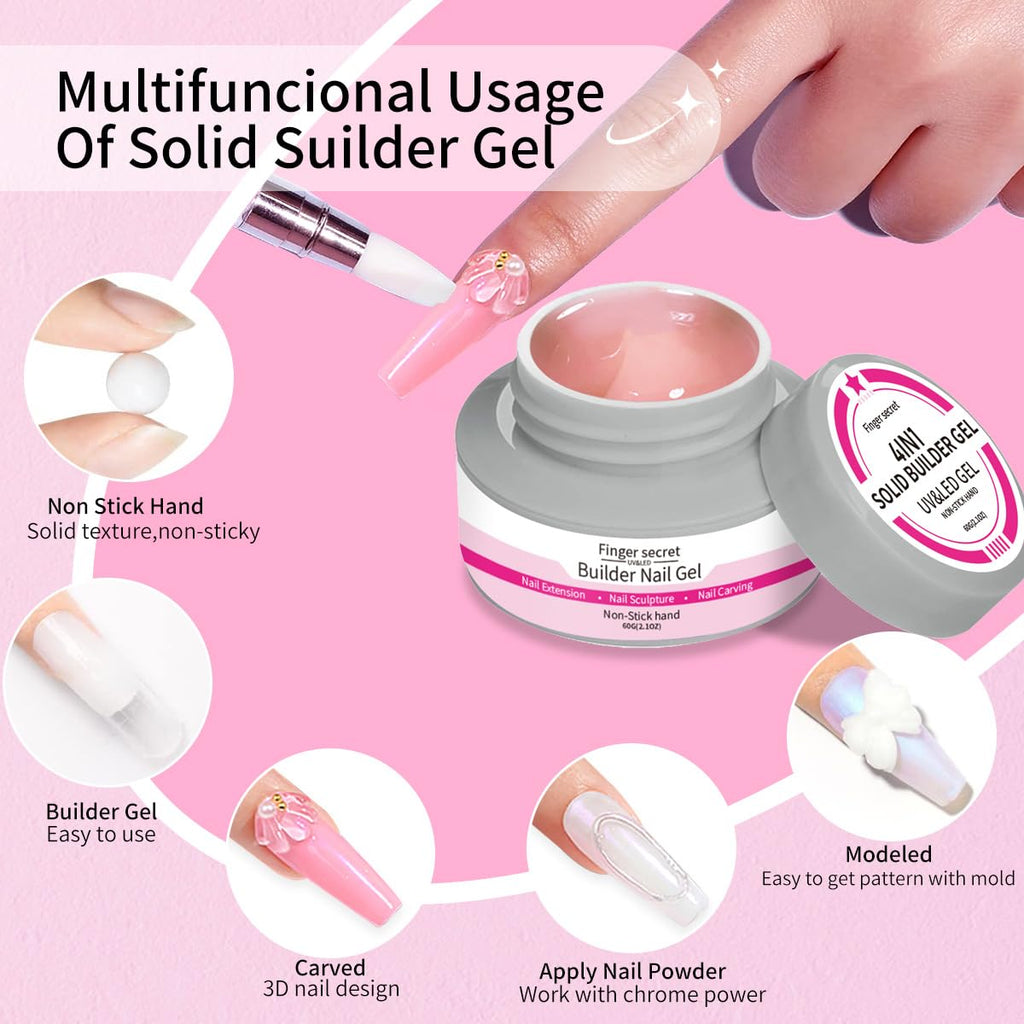 SMSMYXF Solid Builder Gel for Nails 60g | Clear Hard Gel for 3D Sculpting & Extensions