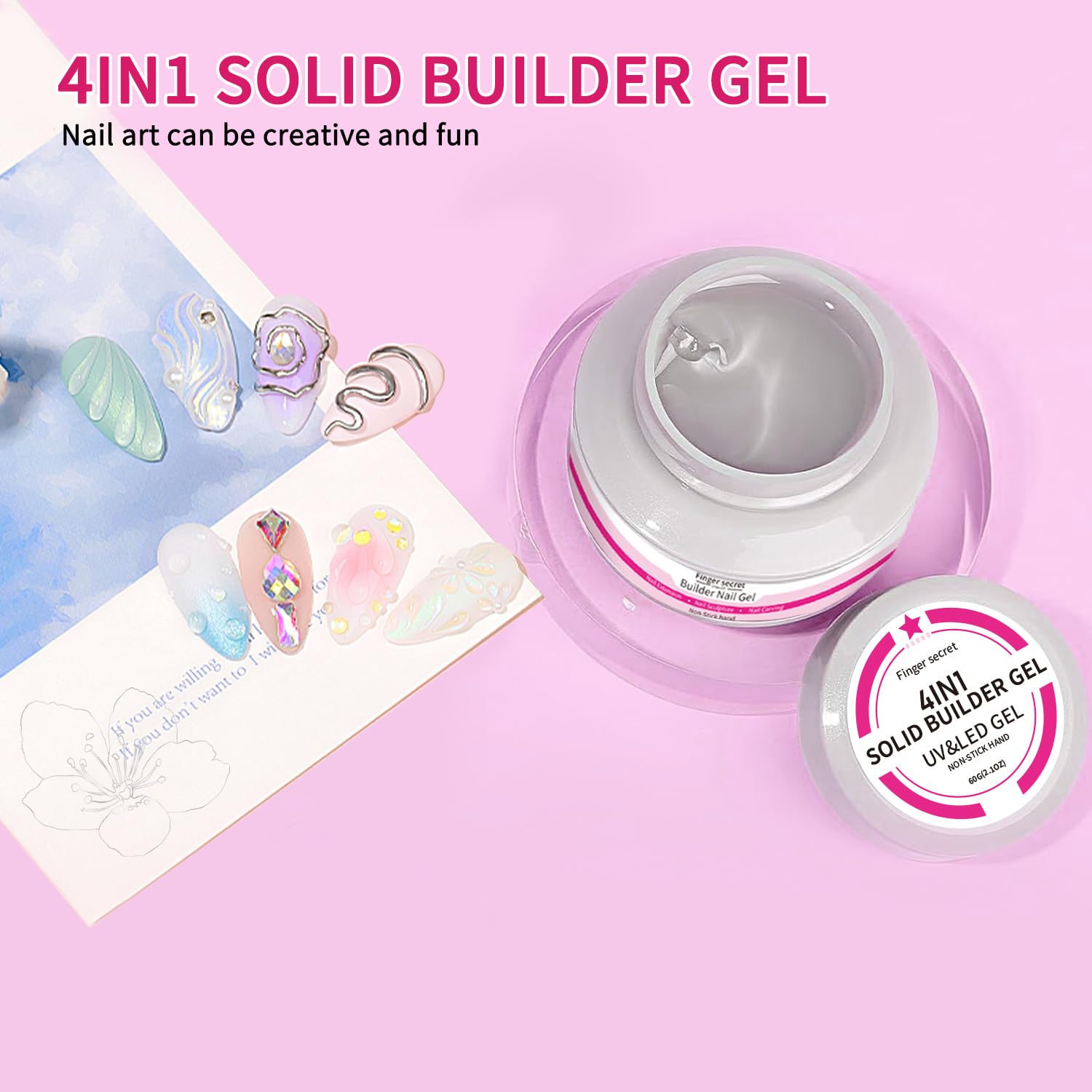 SMSMYXF Solid Builder Gel for Nails 60g | Clear Hard Gel for 3D Sculpting & Extensions