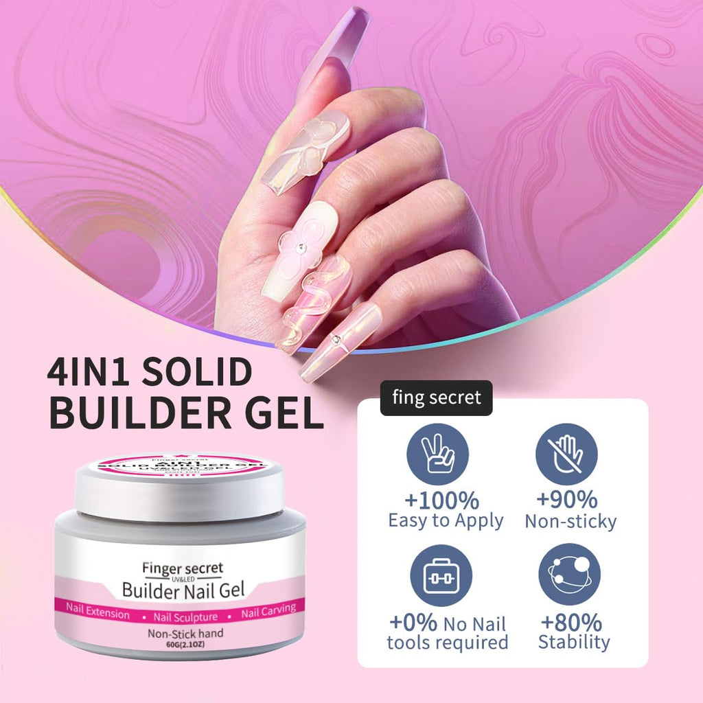 SMSMYXF Solid Builder Gel for Nails 60g | Clear Hard Gel for 3D Sculpting & Extensions