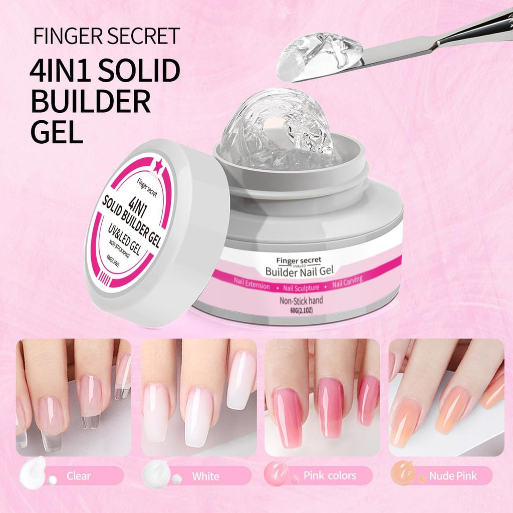 SMSMYXF Non-Stick Solid Builder Gel for Nails – 8oz Clear, Pink, Nude