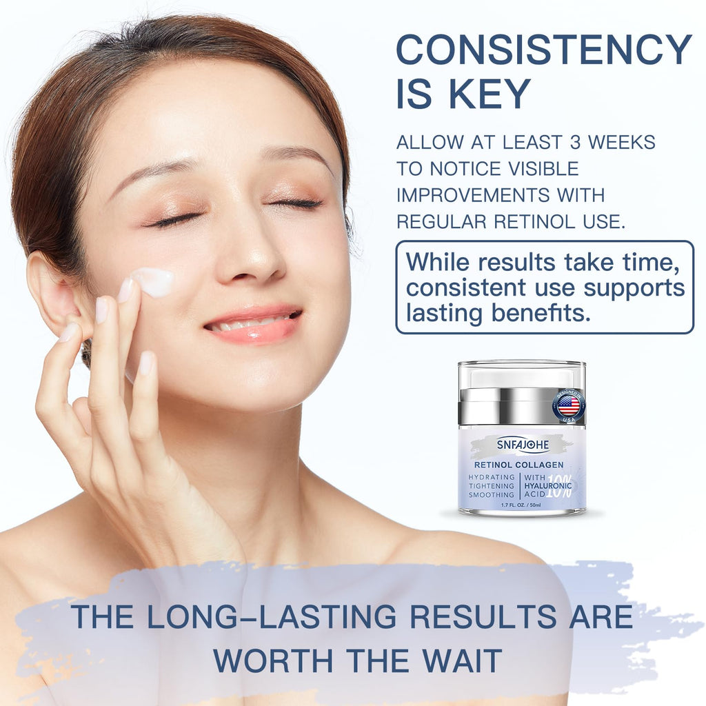 SNFAJOHE Instant Face Lift Cream with Retinol, Collagen & Hyaluronic Acid | Firming Night Moisturizer 1.7 fl oz