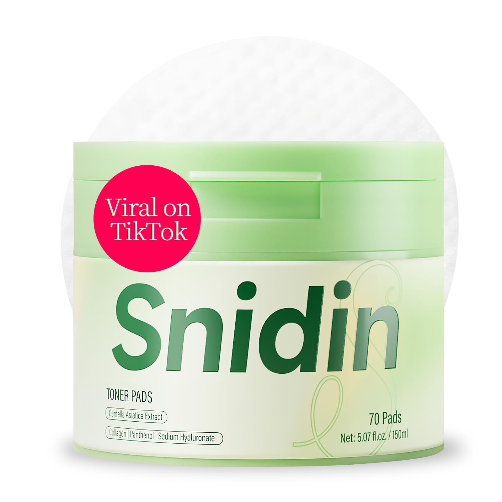 Snidin Toner Pads – Centella Asiatica & Collagen, Deep Hydration & Even Tone | 70 Pads
