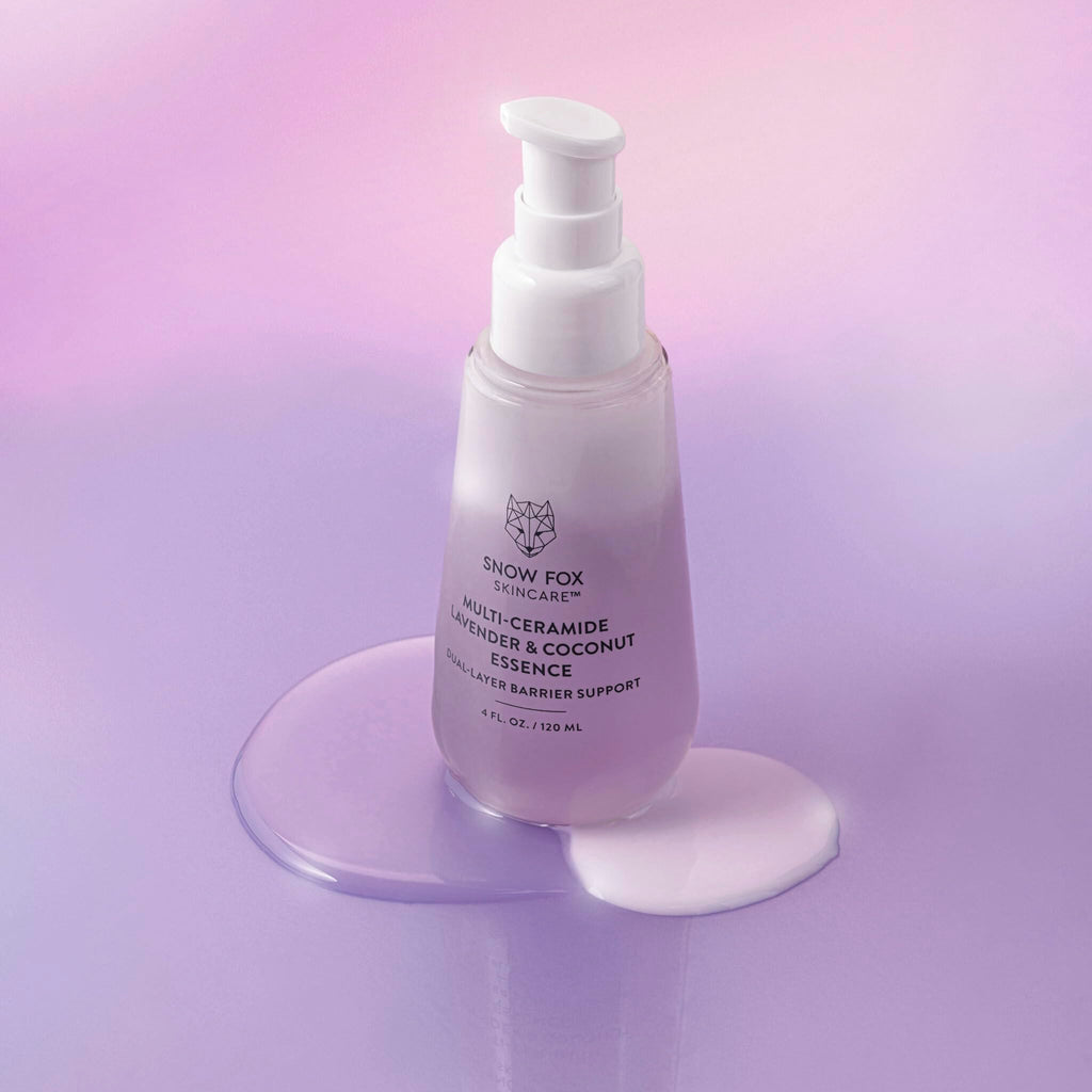 Snow Fox Skincare - Multi-Ceramide French Lavender & Coconut Essence Serum | Hydration for Dry, Mature, Sensitive Skin