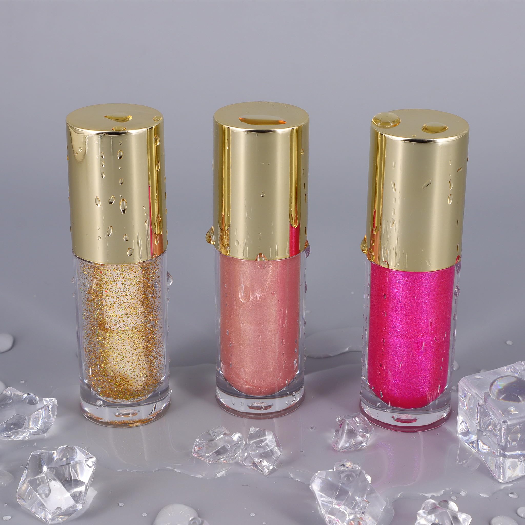 Snowso 5-Pack Lip Gloss Tubes with Big Doe Foot Wand – Clear 6ml Empty Containers for DIY Lip Gloss (Gold)