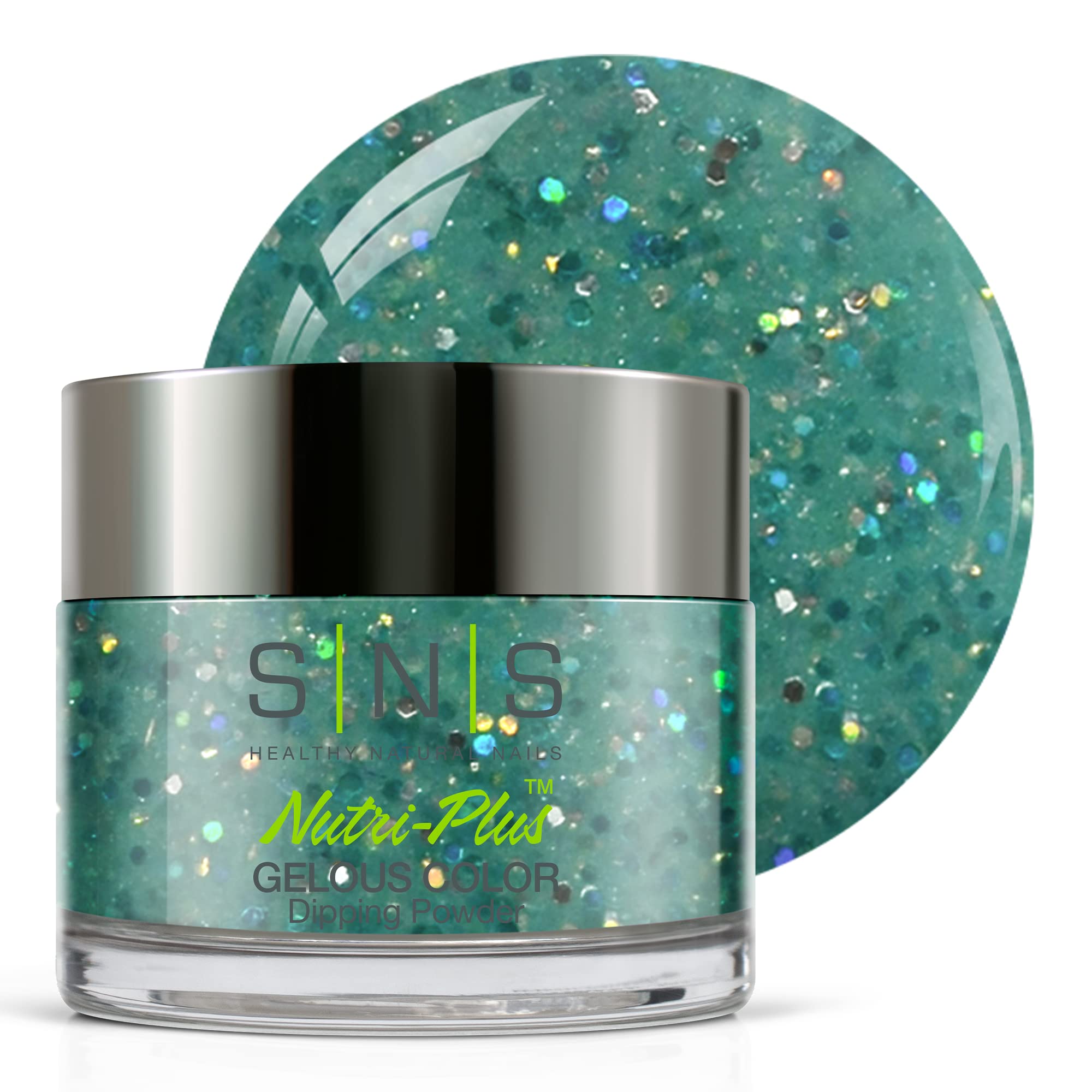 SNS Nail Dip Powder Diamond Lake - Green/Aqua Glitter (1.5 oz) - Long-Lasting, Low Odor, No UV Lamp