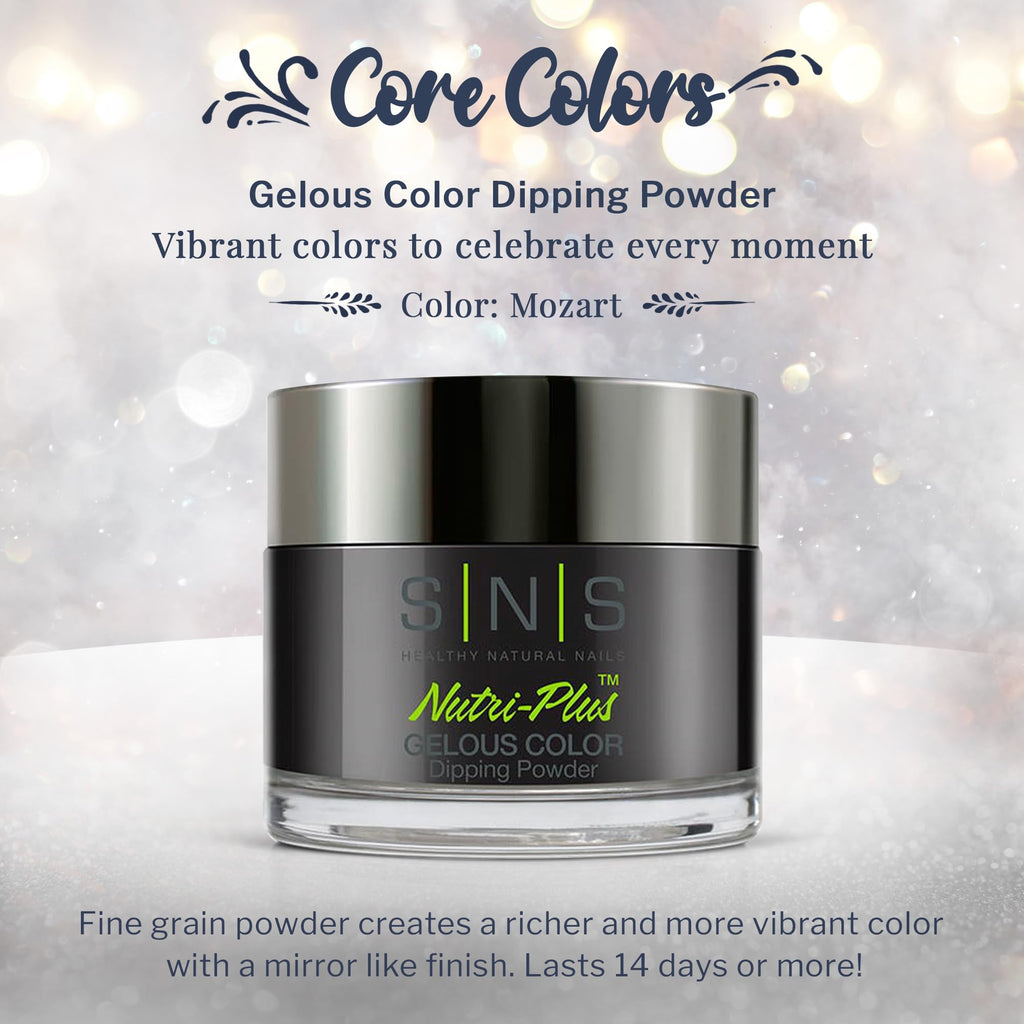 SNS Mozart Black Dip Powder – Long-Lasting Nail Color, Low Odor, No UV Lamp, 1oz