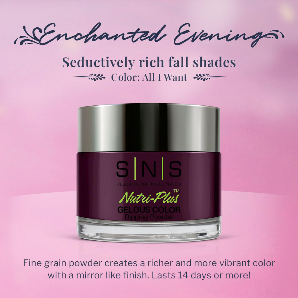 SNS Nail Dip Powder Gelous Color All I Want Purple EE04 - 14-Day, Low-Odor, No UV Lamp, 1 Oz