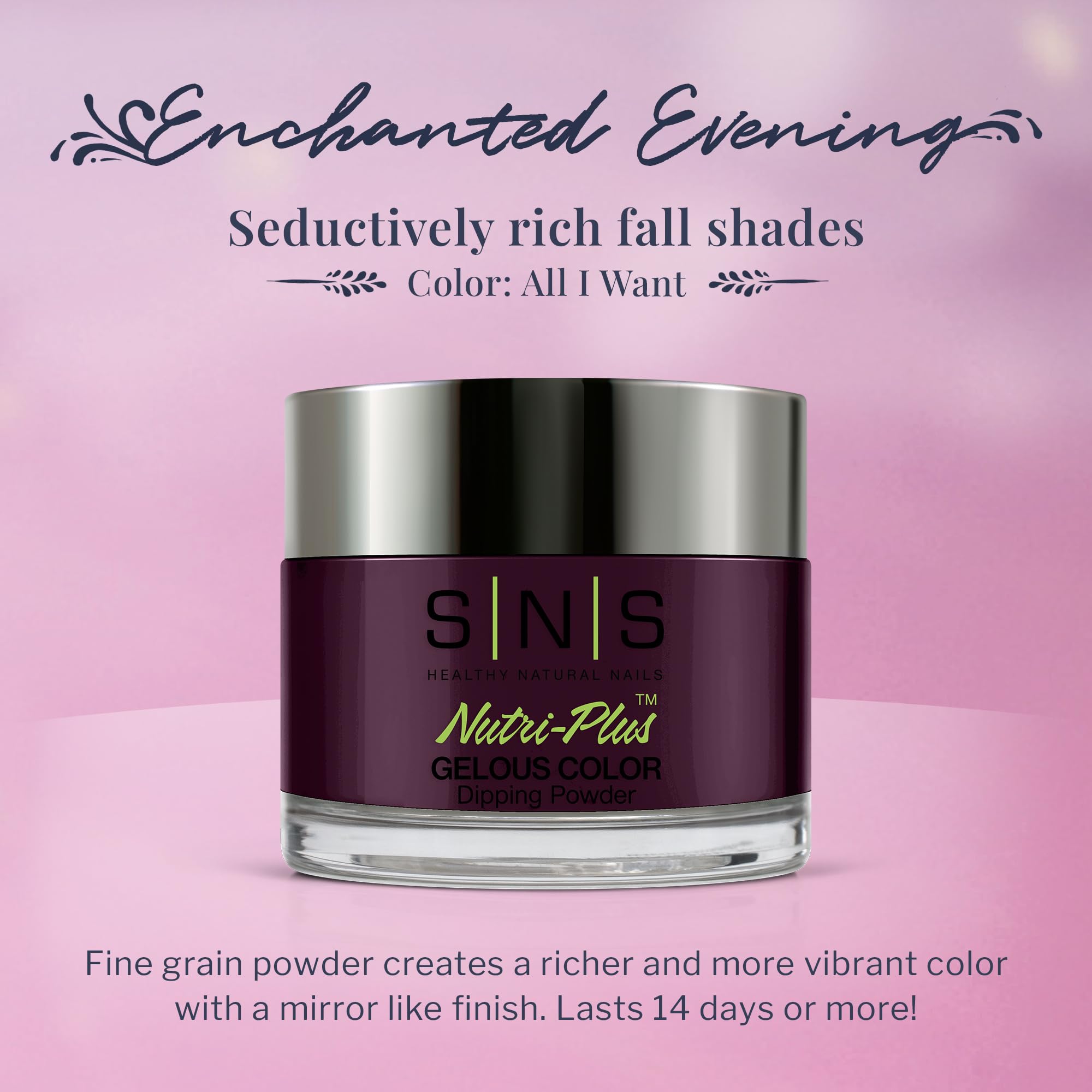 SNS Nail Dip Powder Gelous Color All I Want Purple EE04 - 14-Day, Low-Odor, No UV Lamp, 1 Oz
