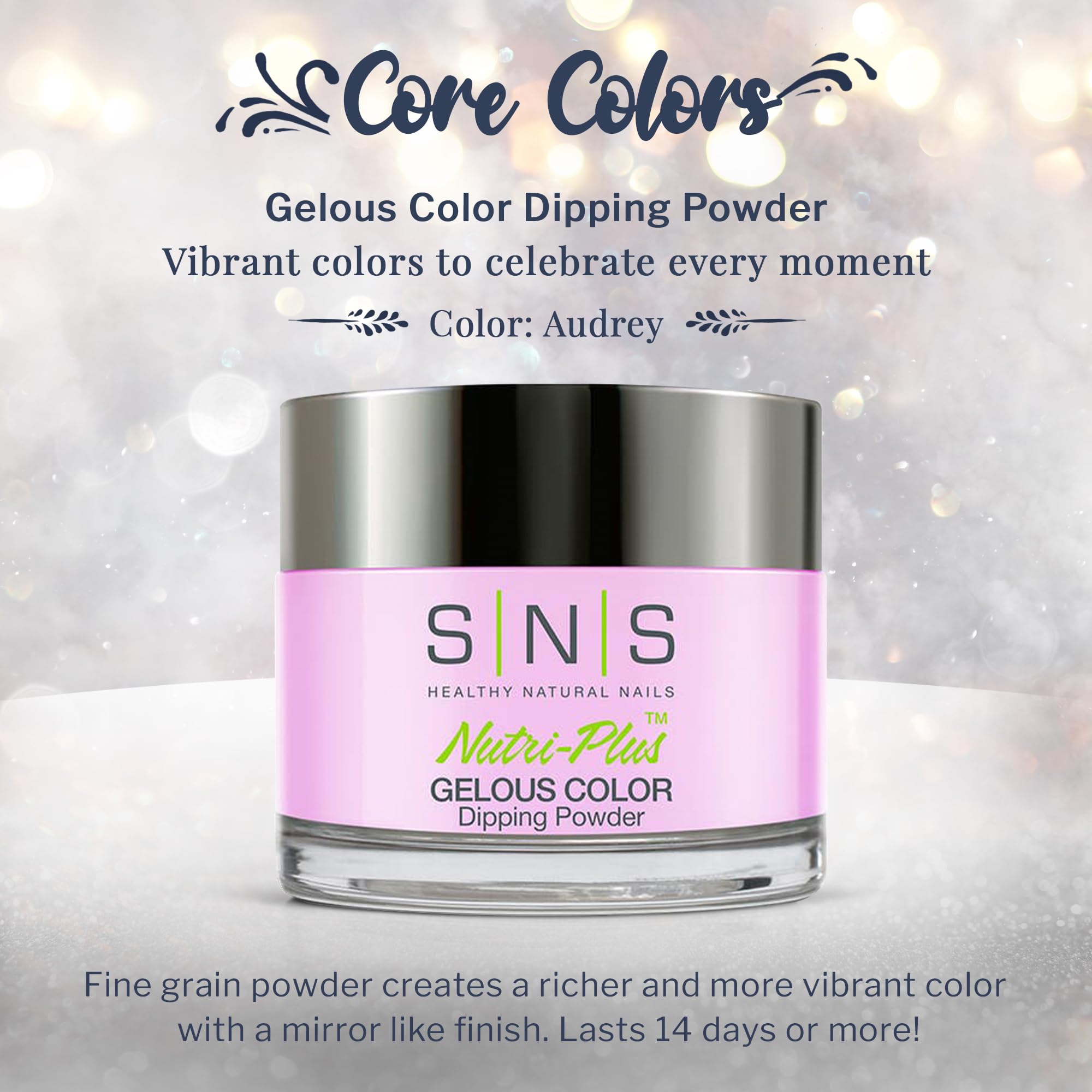 SNS Nail Dip Powder Audrey – Gelous Color, 14‑Day Wear, Low Odor, No UV Lamp