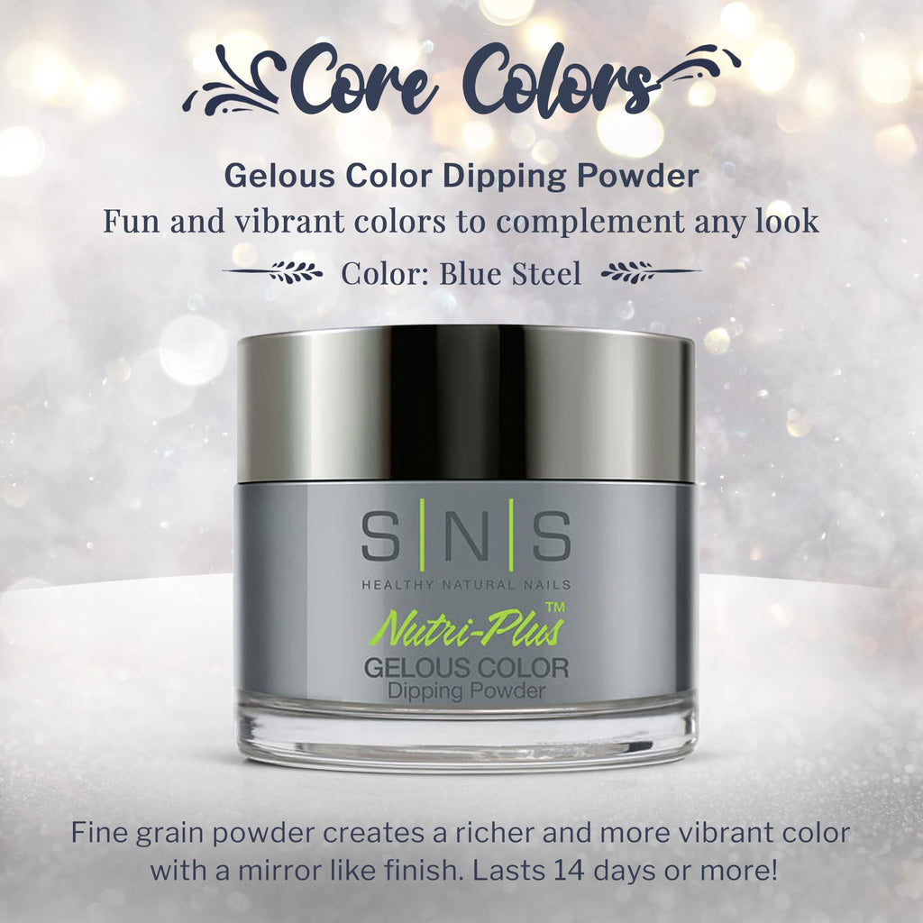 SNS Nail Dip Powder Blue Steel – 1.5oz, Low Odor, No UV Lamp Required, 14-Day Wear