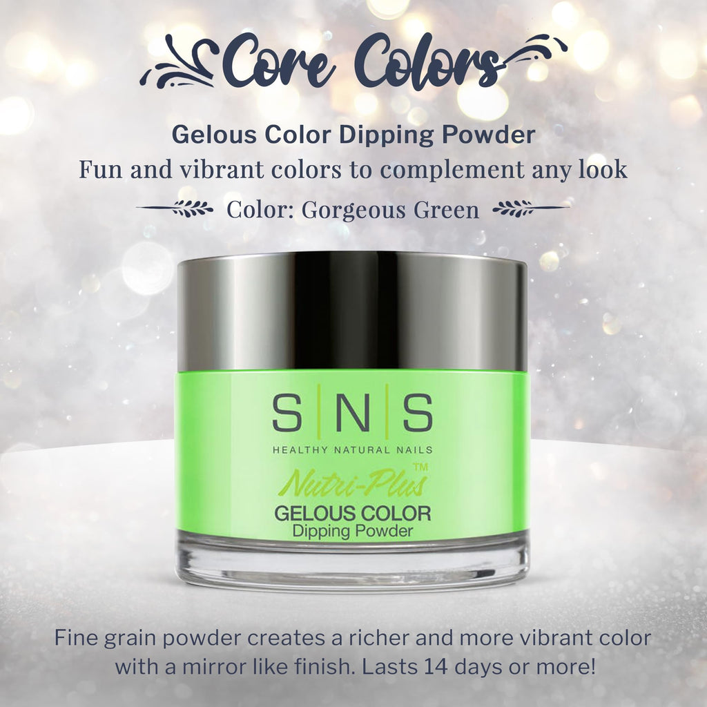 SNS Nail Dip Powder - Gorgeous Green Gelous Color Dip Powder, 1.5oz | Long-Lasting, Low-Odor, No UV Lamp