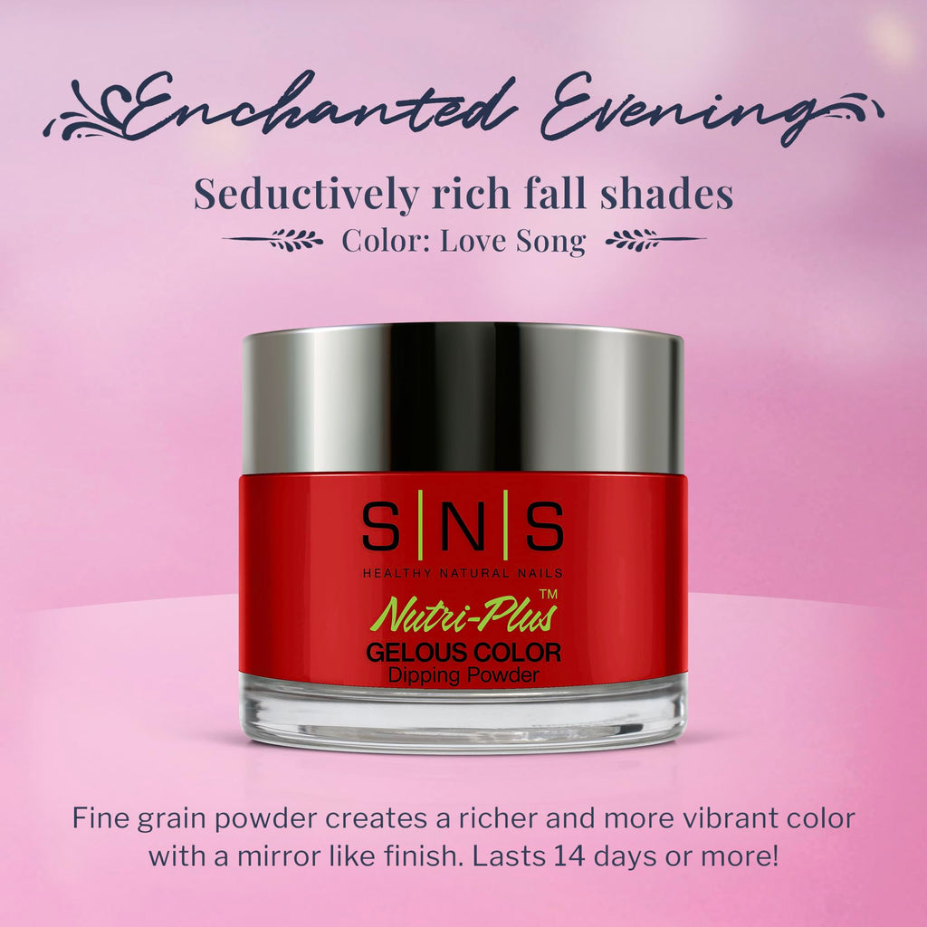 SNS Nail Dip Powder - Love Song (Red/Berry) EE21 | 14-Day Long-Lasting, Low Odor, No UV Lamp | 1 oz