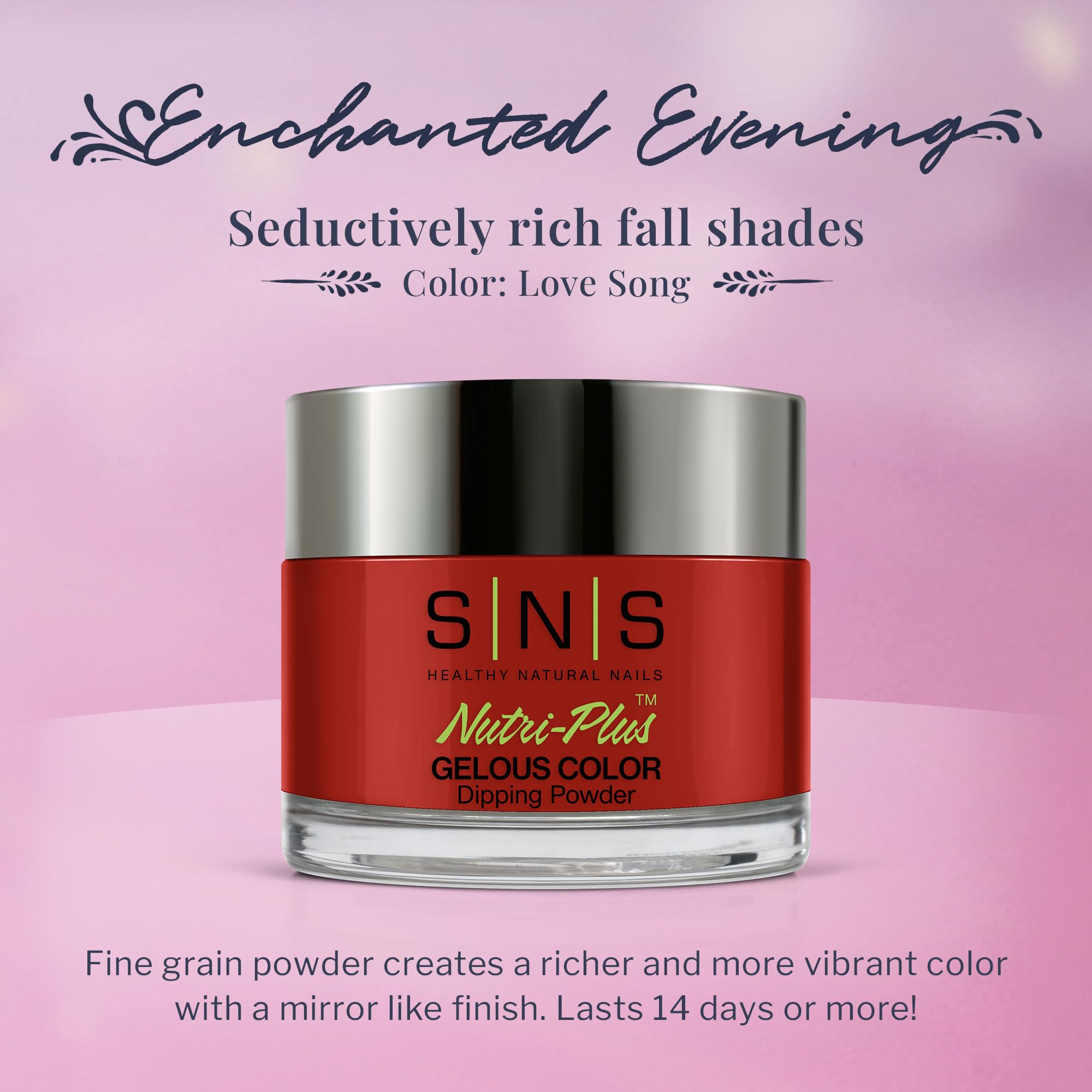 SNS Nail Dip Powder - Love Song (Red/Berry) EE21 | 14-Day Long-Lasting, Low Odor, No UV Lamp | 1 oz