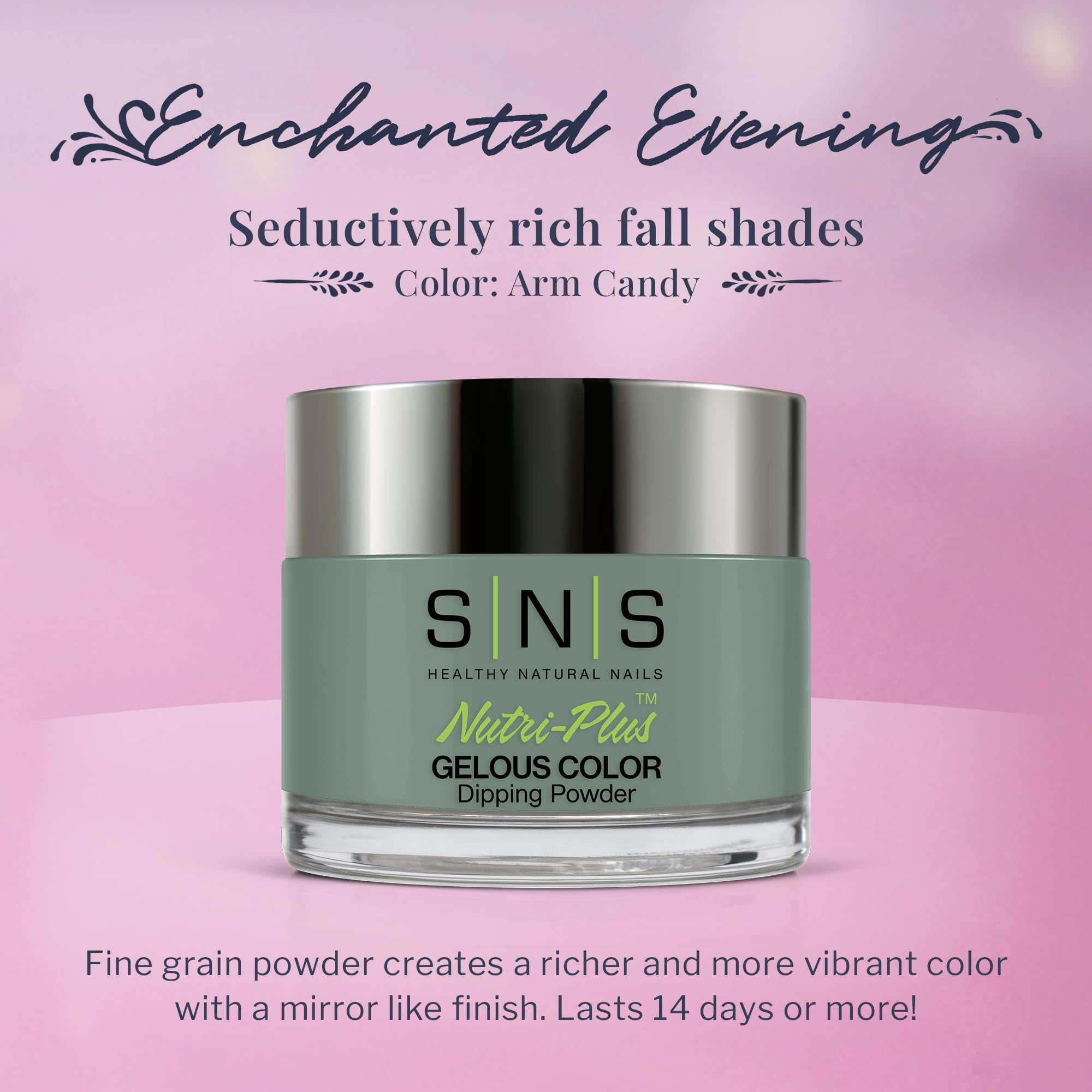 SNS Arm Candy Nail Dip Powder – Gelous Color, Green/Seafoam, 1.5 oz, 14-Day Wear, Low Odor, No UV Lamp