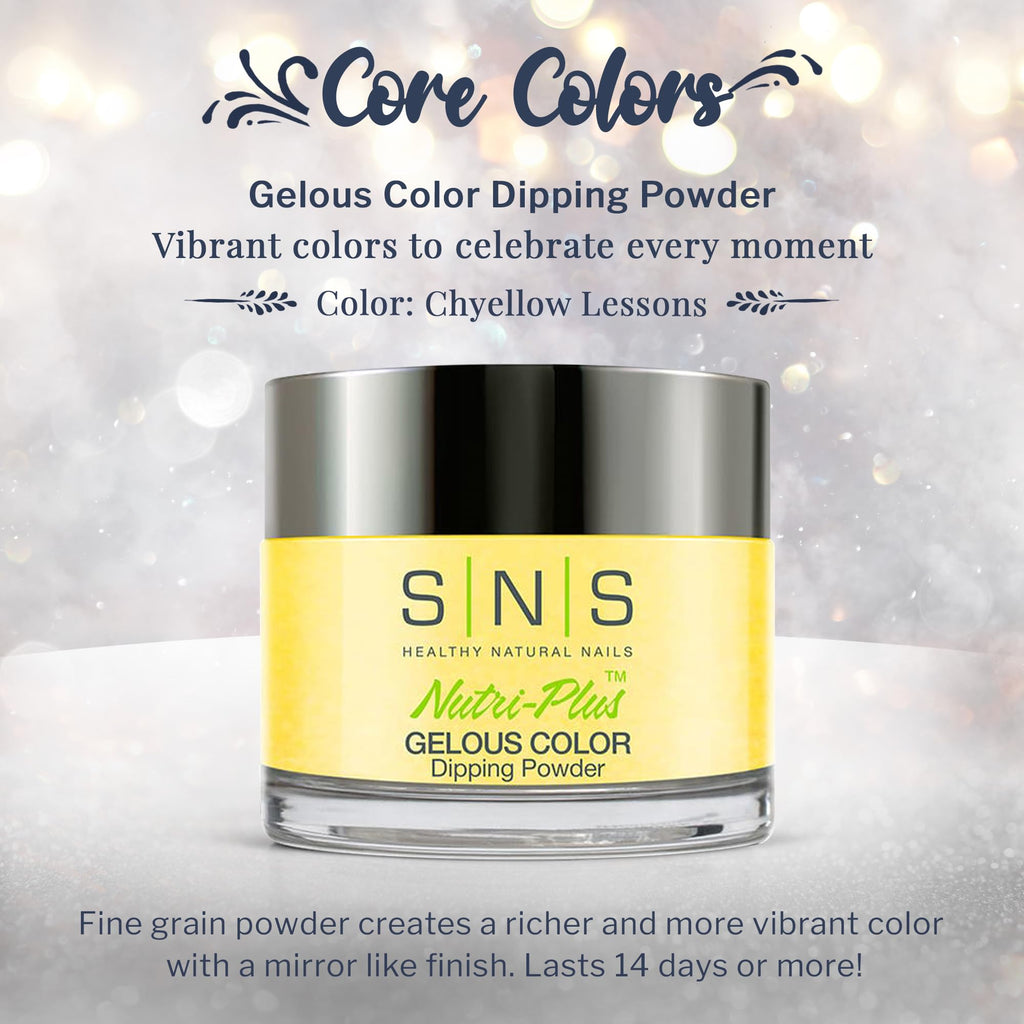 SNS Nail Dip Powder - Gelous Color Chyellow Lessons (Yellow/Cream) – 14 Day Wear, Low Odor, No UV Lamp, 1oz