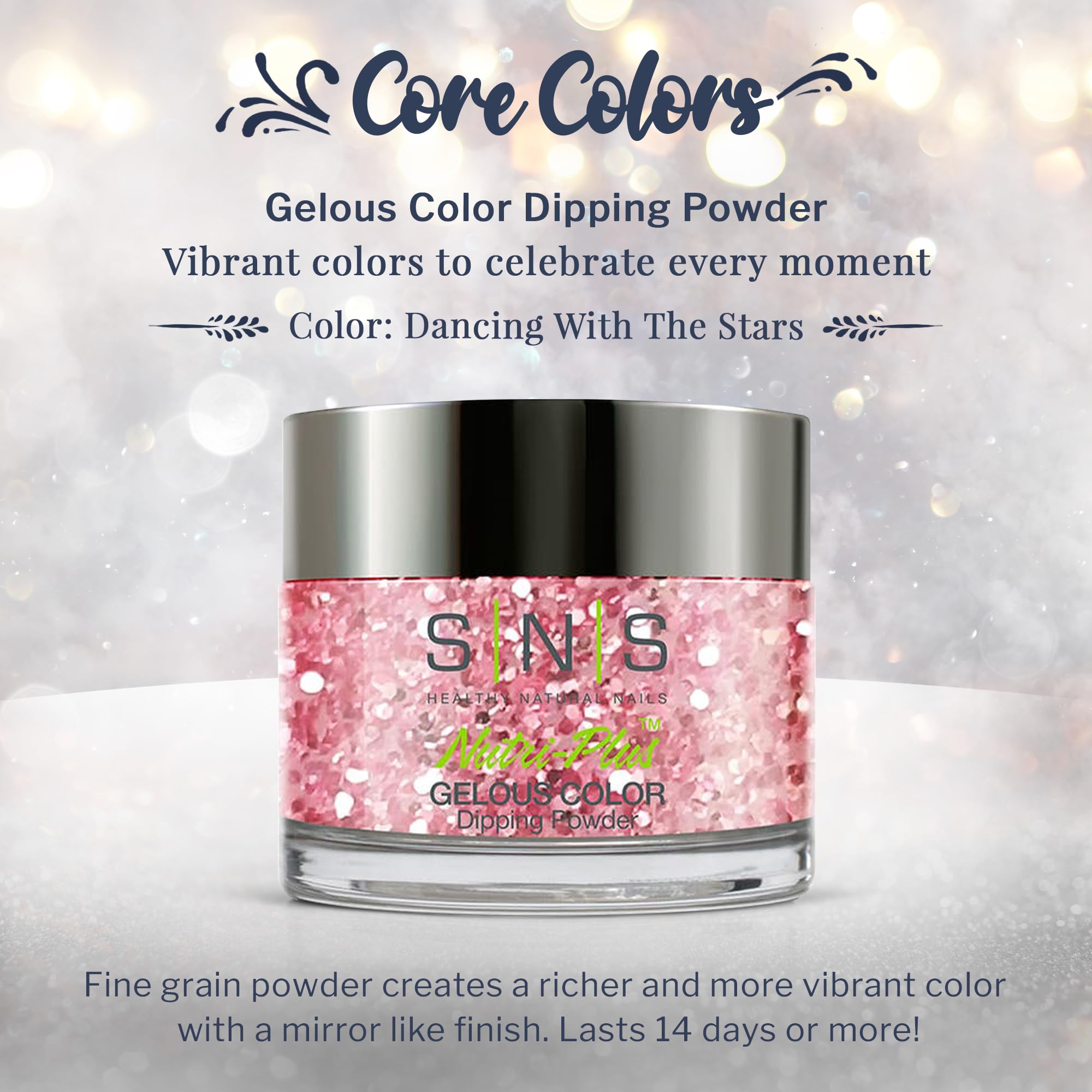 SNS Nail Dip Powder Dancing With The Stars Pink Glitter – 1oz | Long-Lasting, Low-Odor, No UV Lamp