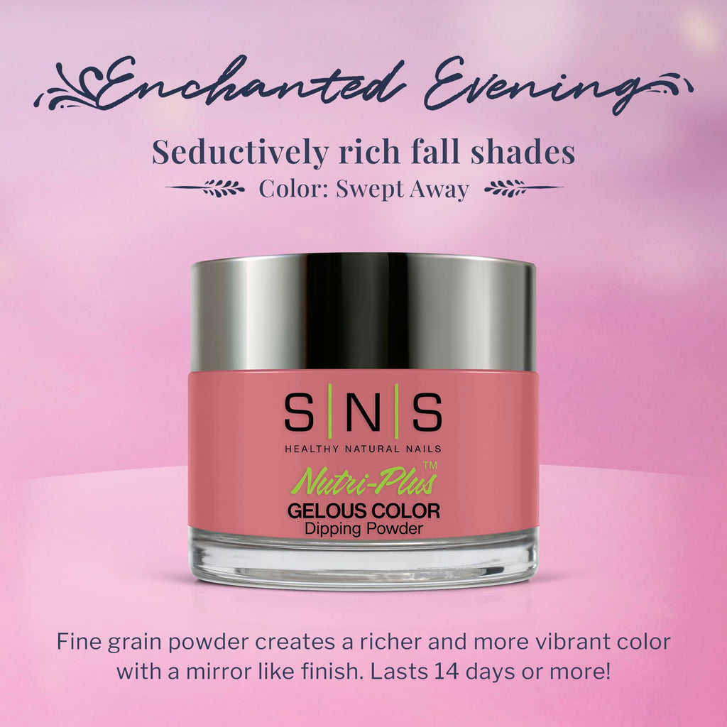 SNS Nail Dip Powder Swept Away (Pink/Rose) - Long-Lasting 14-Day Color, Low Odor, No UV Lamp