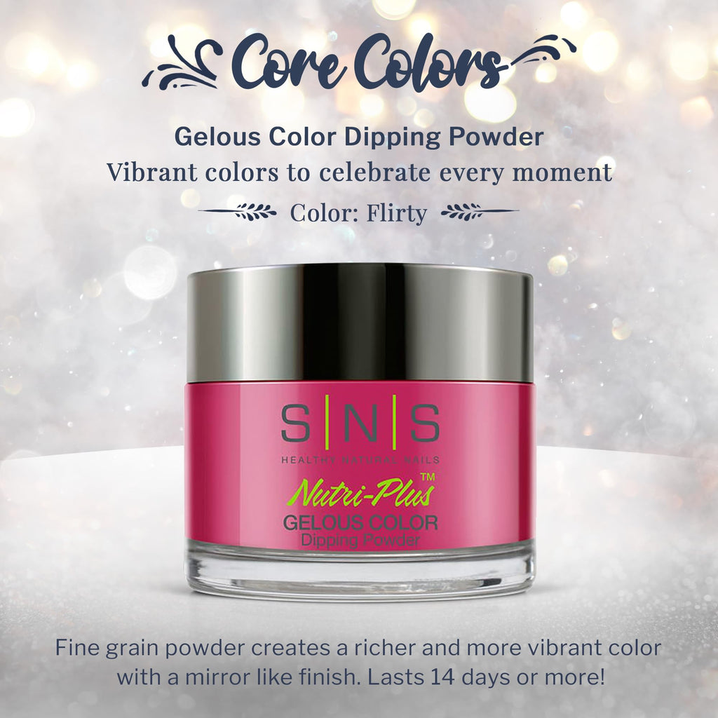 SNS Nail Dip Powder Flirty – Long-Lasting Pink/Fuchsia Cream Dip, No UV Lamp, 1oz