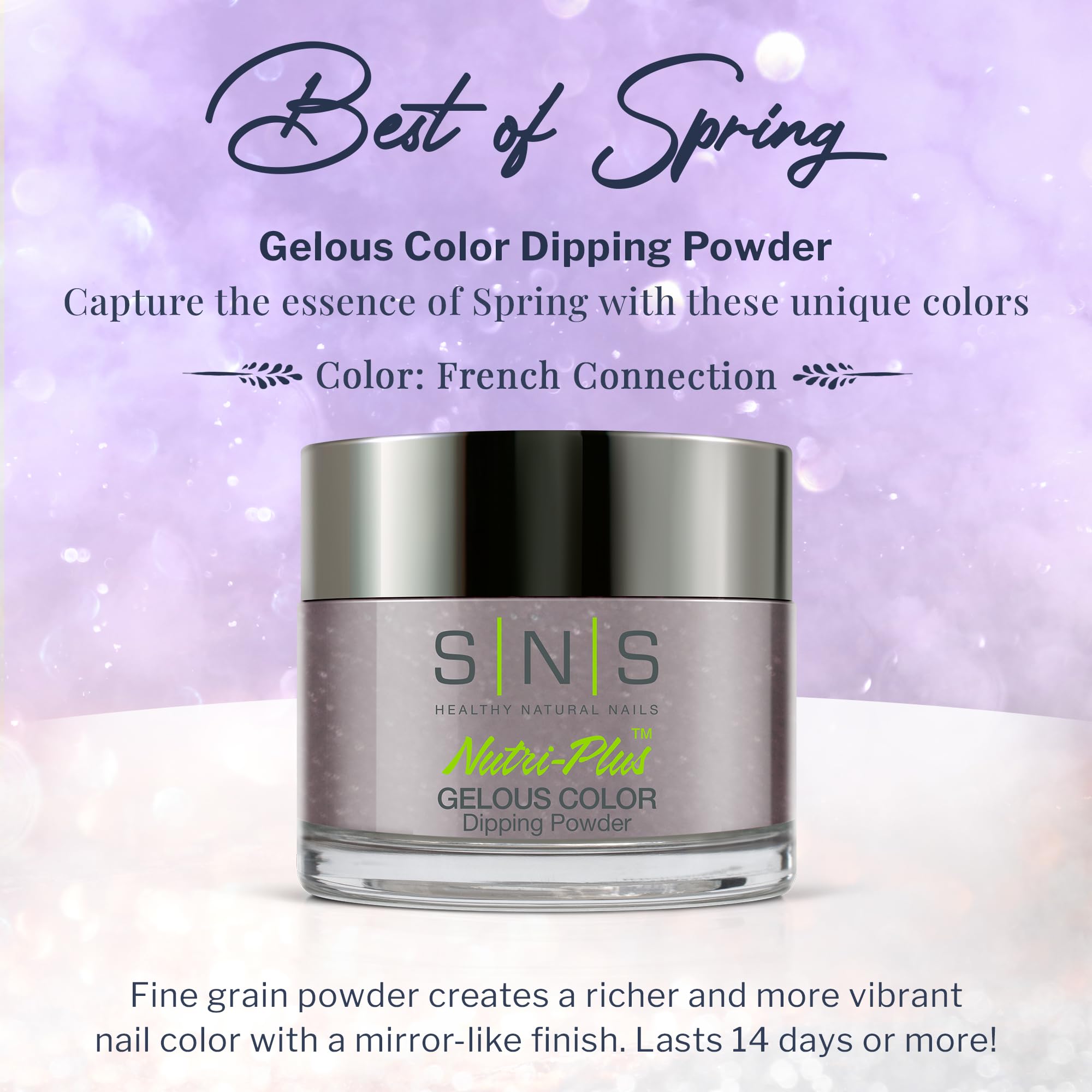 SNS Nail Dip Powder French Connection - Purple/Mauve Shimmer (1oz) | Long-Lasting, Low-Odor, No UV Lamp