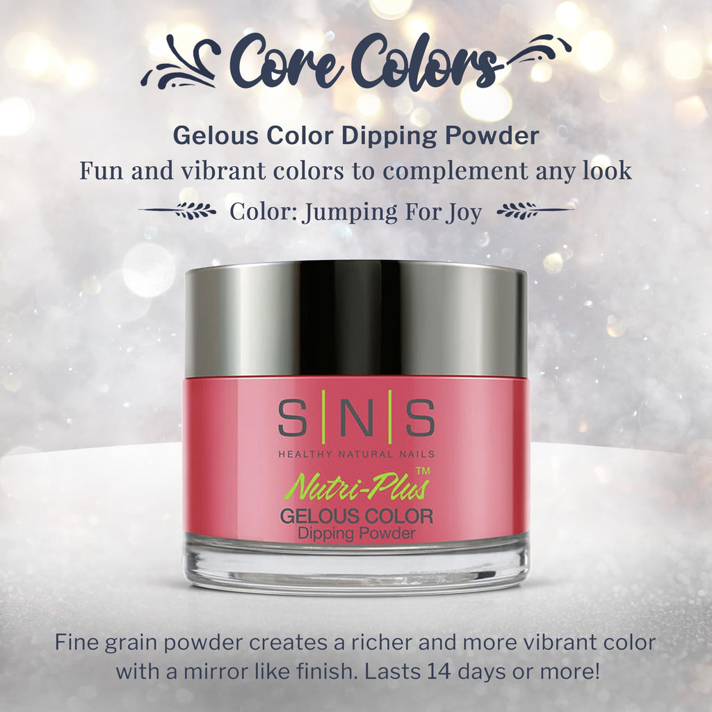 SNS Nail Dip Powder Jumping For Joy Pink Shimmer – Long-Lasting 14 Day Color, No UV Lamp, Low Odor (1.5oz)