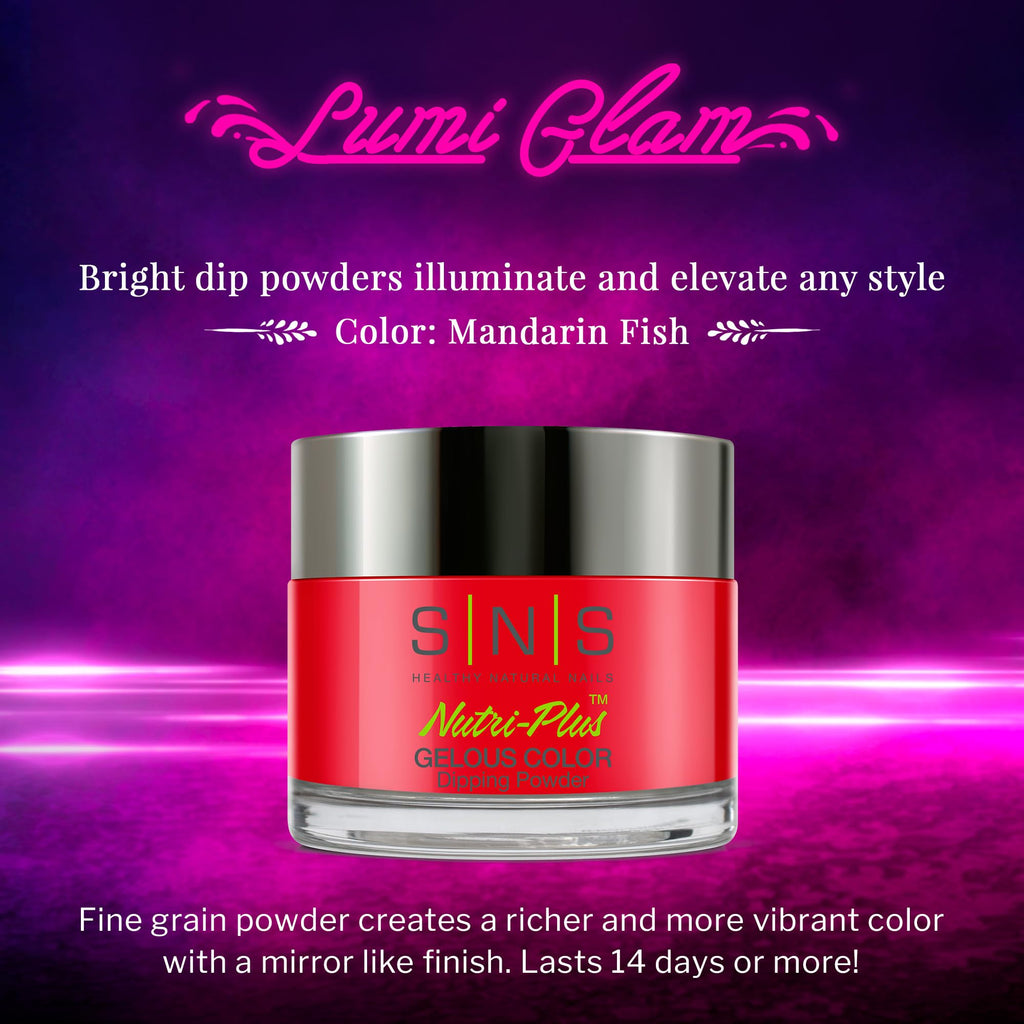SNS Nail Dip Powder Mandarin Fish (Red/Neon) – 14+ Days, Low Odor, No UV Lamp Needed | 1 oz