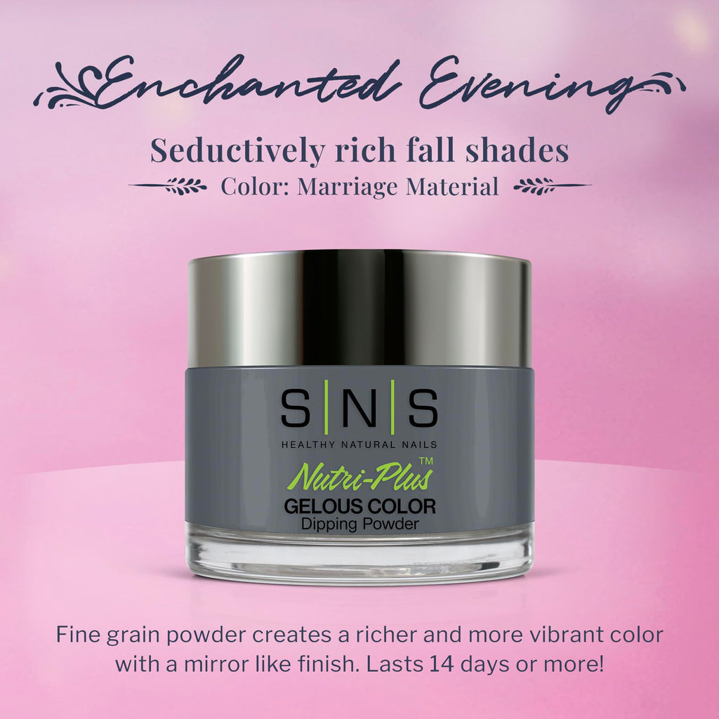 SNS Nail Dip Powder Marriage Material Gray (EE09) – 14+ Day Wear, Low-Odor, No UV Lamp, 1 oz
