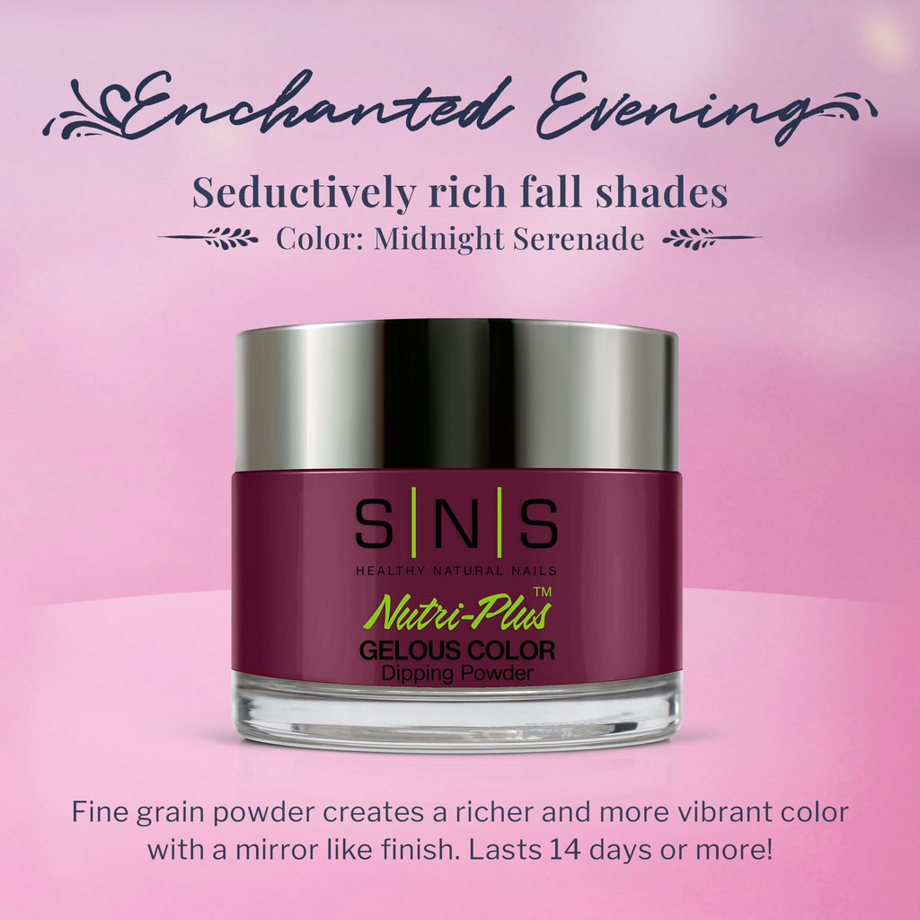 SNS Nail Dip Powder Midnight Serenade (Wine) – Long-Lasting Color, No UV Lamp Needed, 1 Oz