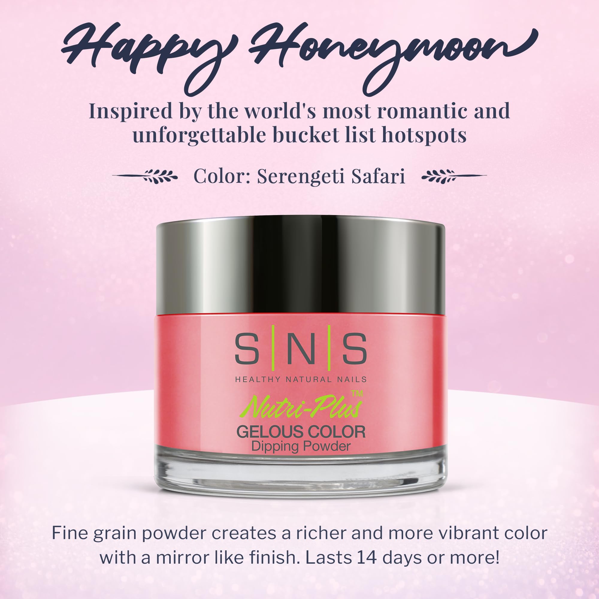 SNS Nail Dip Powder Serengeti Safari - Pink/Coral Cream, 1 Oz | Long-Lasting Dip Color, No UV Lamp, 14+ Days