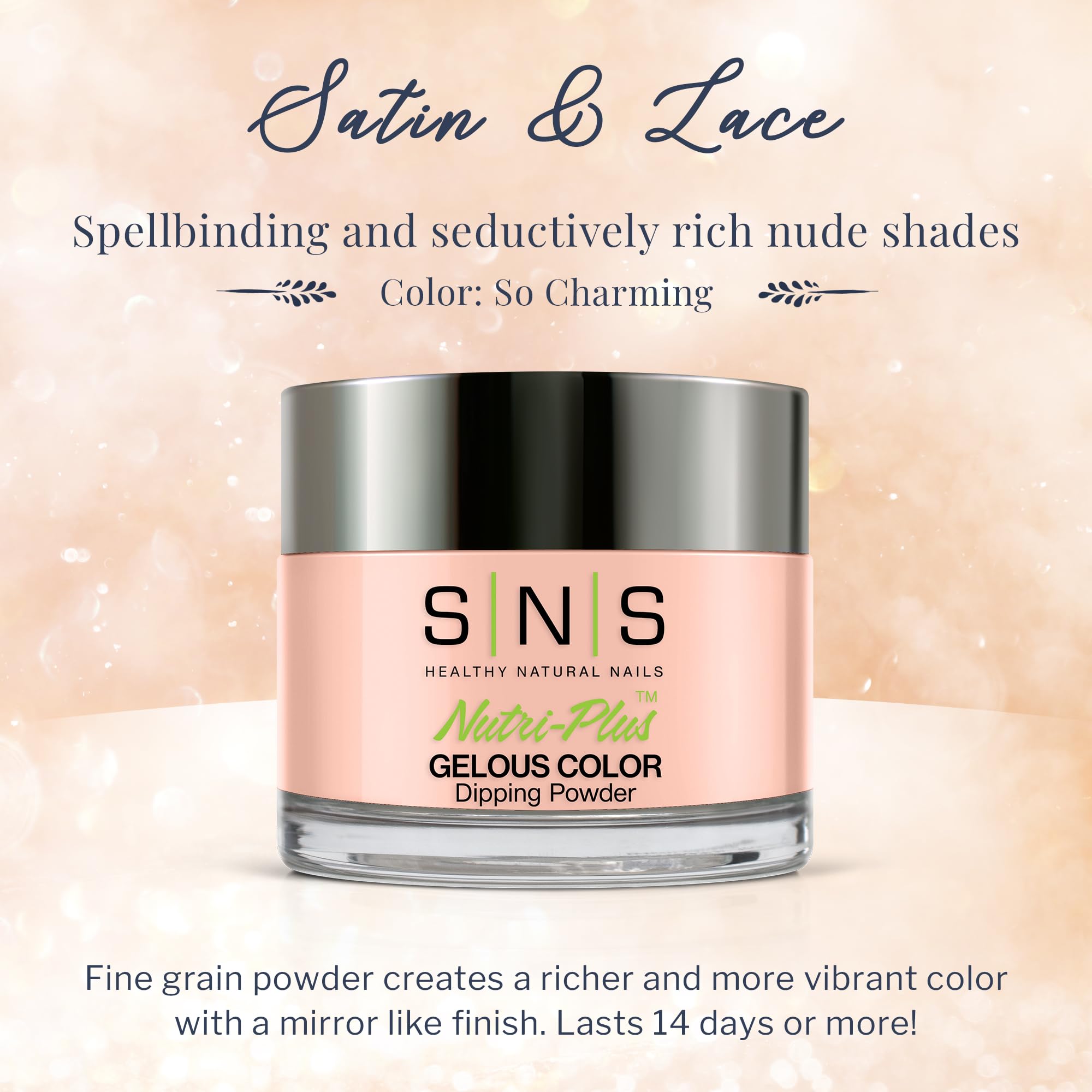 SNS Nail Dip Powder Gelous Color So Charming (Natural/Nudes) SL02 – 14-Day Wear, Low Odor, No UV Lamp